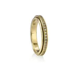 Meditation Ring Lunar Sterling Silver 14K Yellow Gold Plated and CZ Spinning Band