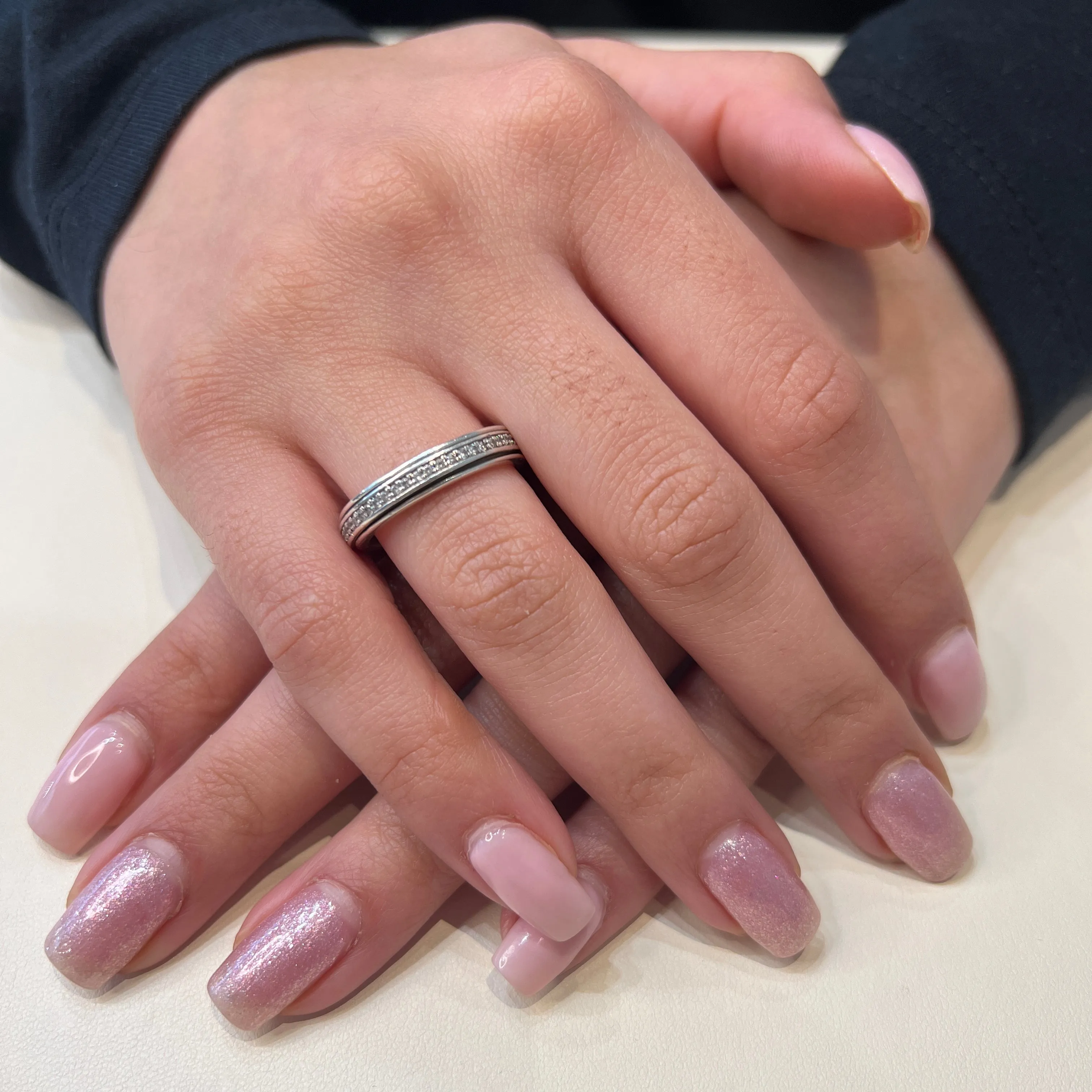 Meditation Rings Lunar Sterling Silver CZ Spinning Band