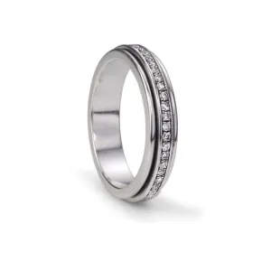 Meditation Rings Lunar Sterling Silver CZ Spinning Band