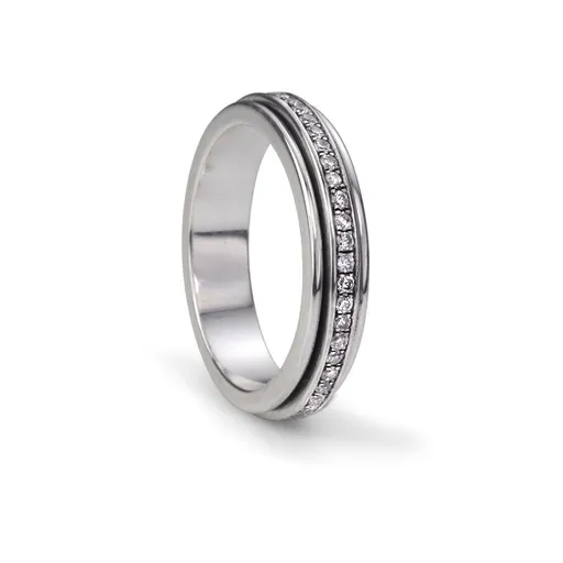 Meditation Rings Lunar Sterling Silver CZ Spinning Band