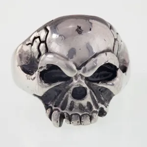 Men's Biker Skull Sterling Silver Ring Size 10