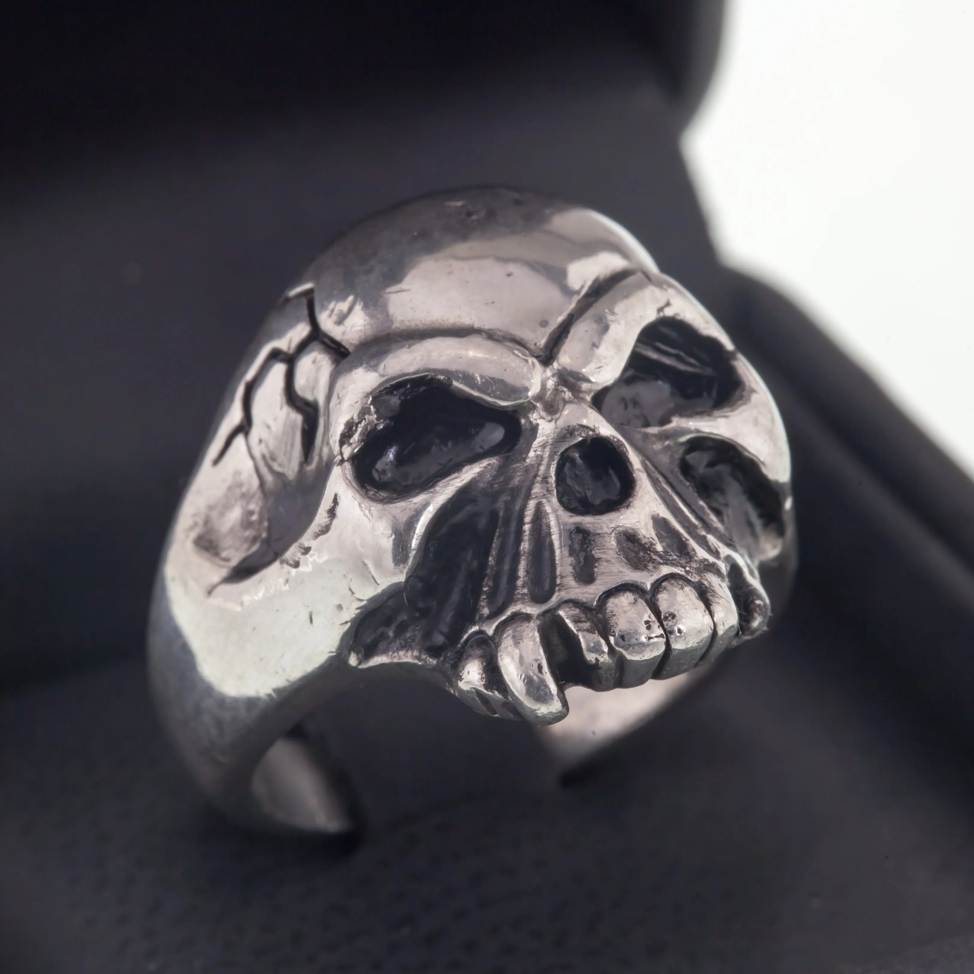 Men's Biker Skull Sterling Silver Ring Size 10
