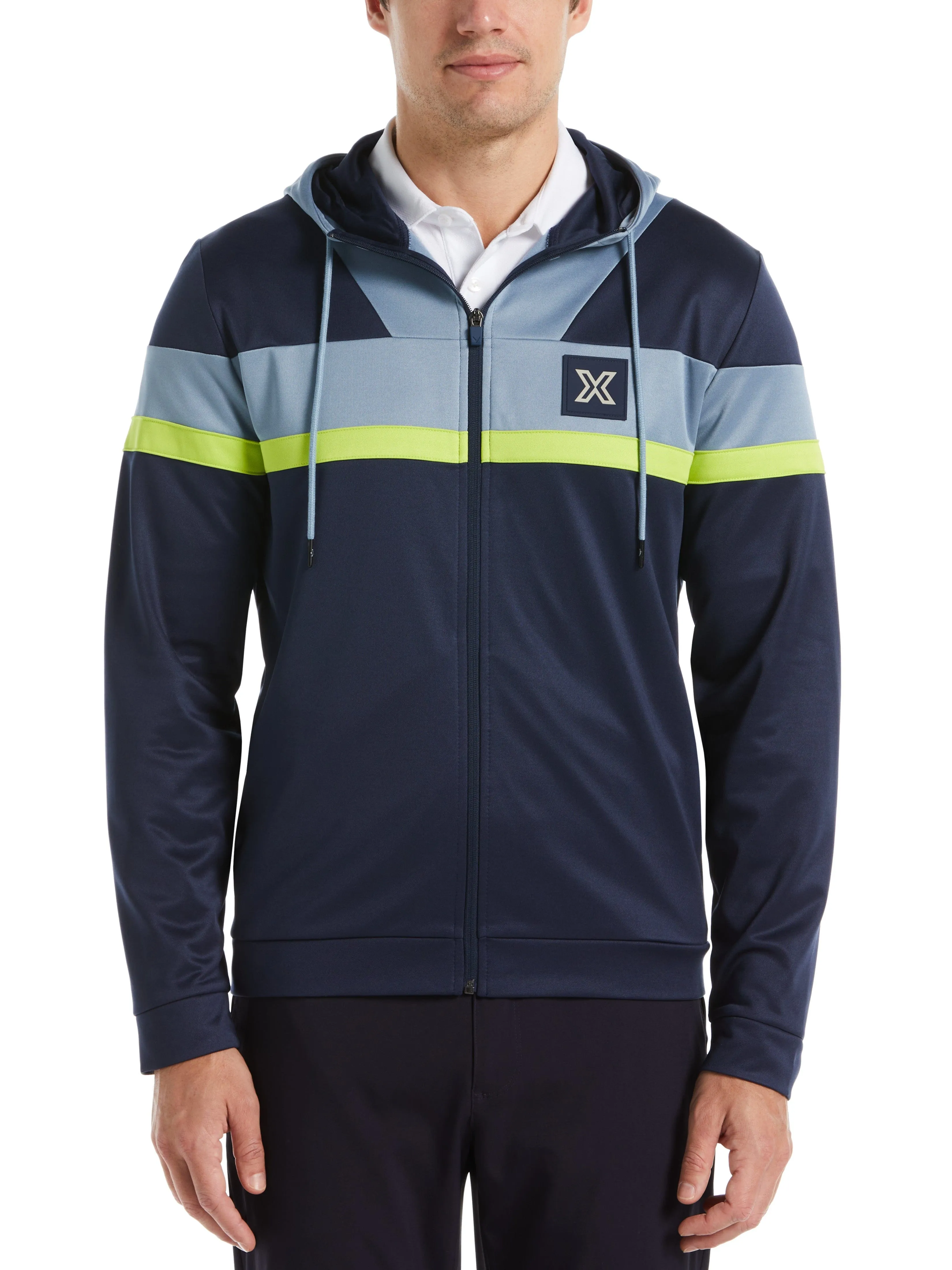 Mens Callaway X Color Block Full Zip Golf Hoodie