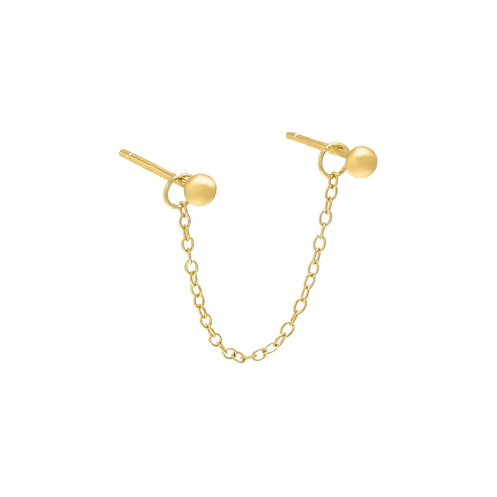 Mini Double Bead Chain Stud Earring
