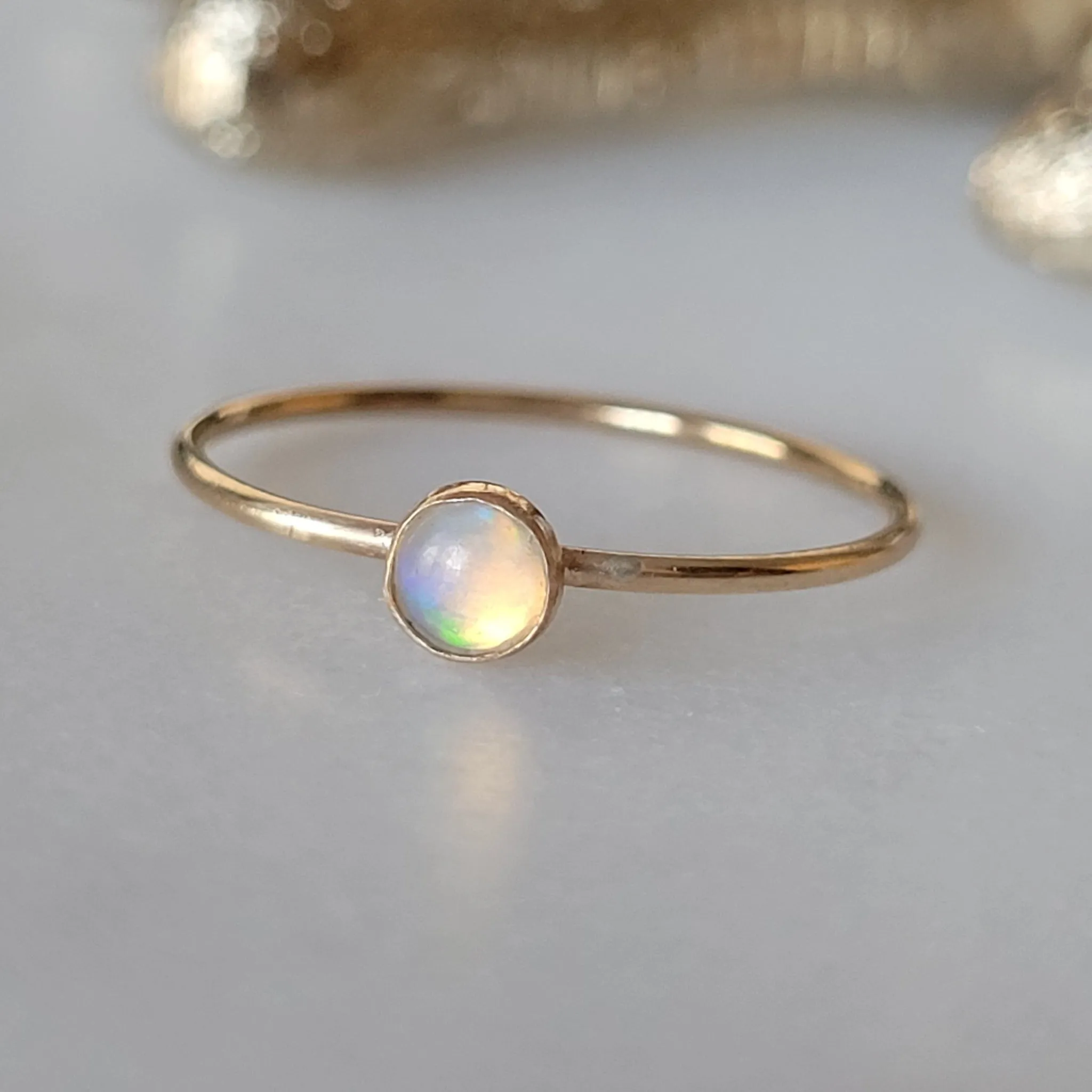 Mini Opal Stacking Ring - 4mm - Sterling or Gold