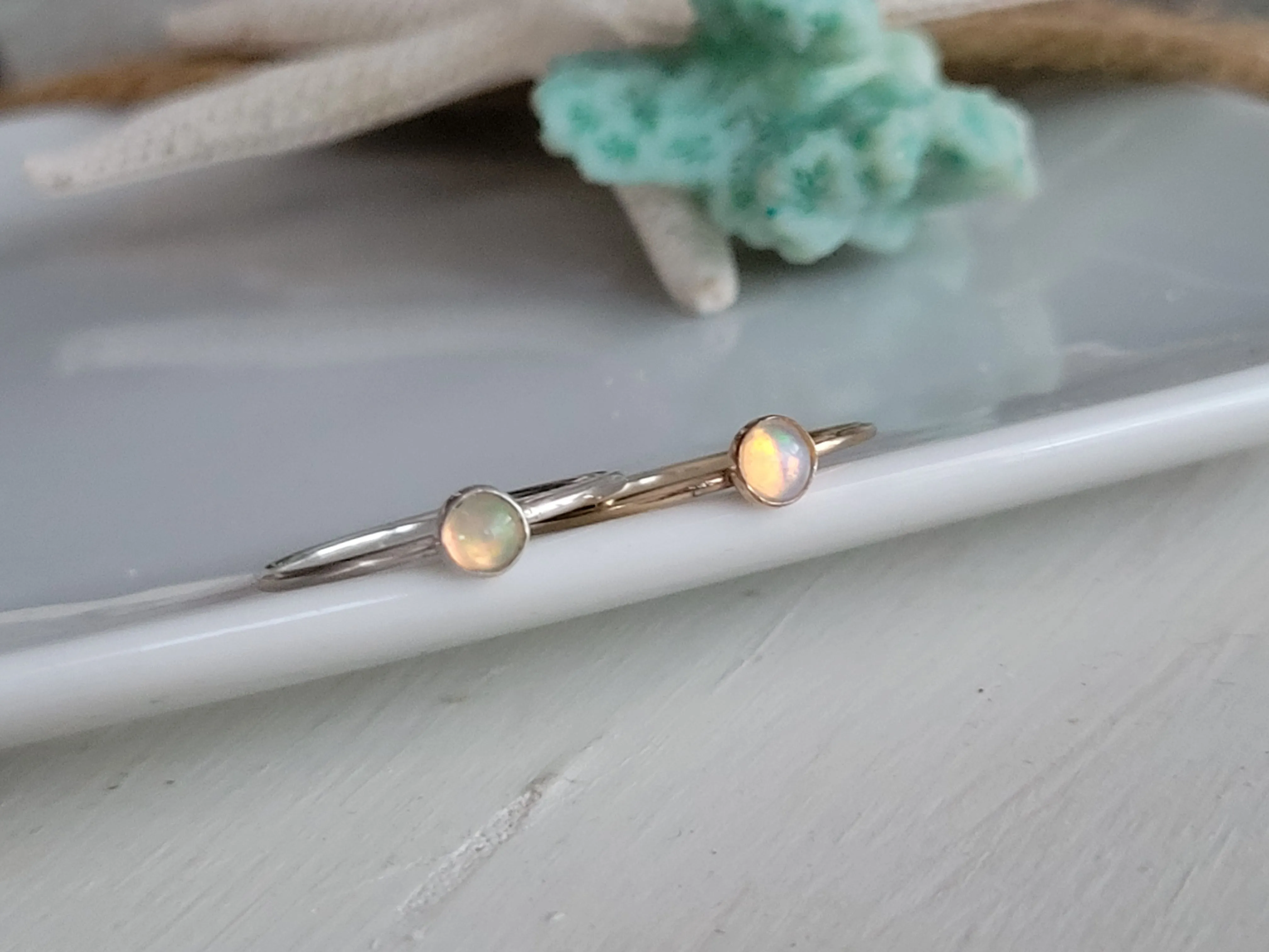 Mini Opal Stacking Ring - 4mm - Sterling or Gold