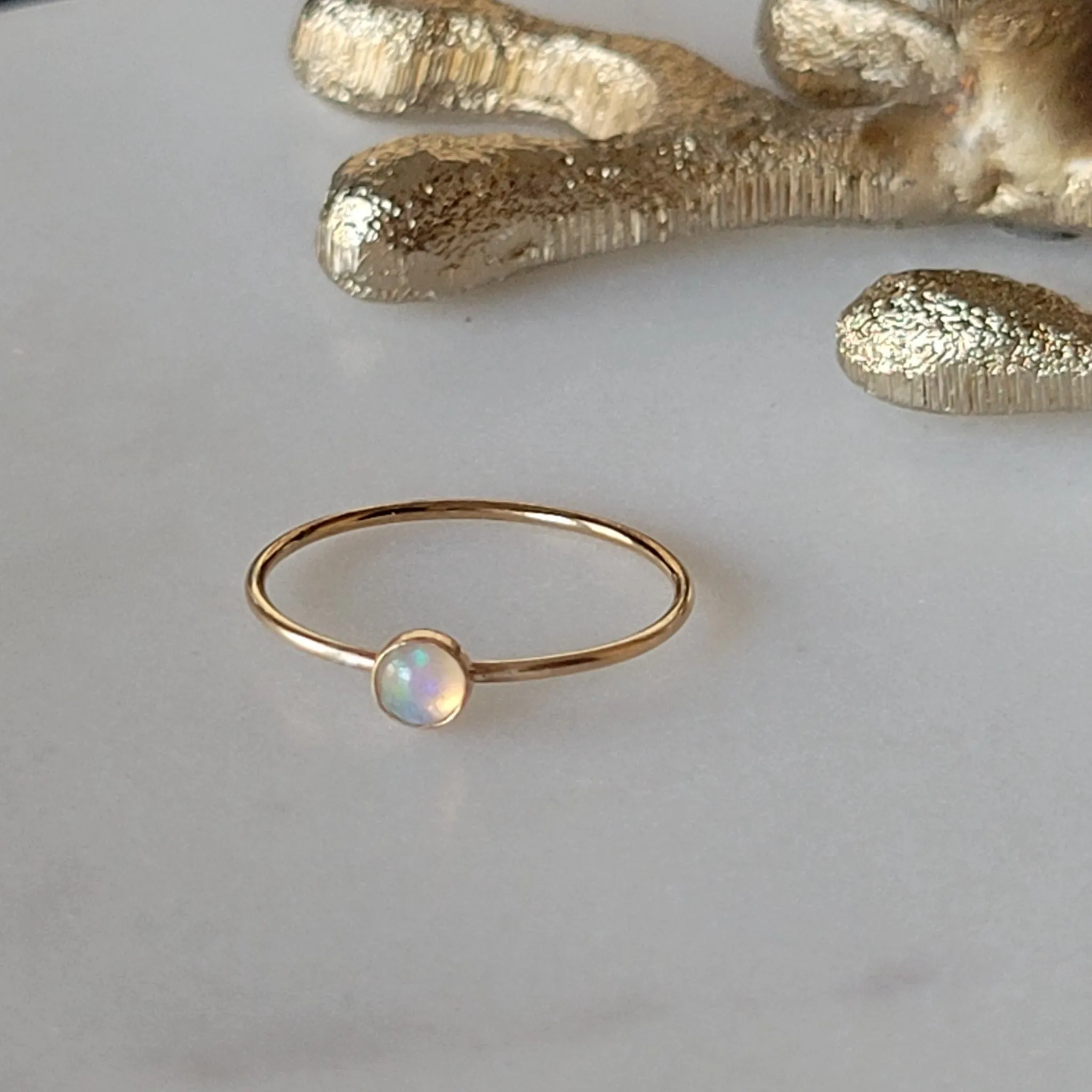 Mini Opal Stacking Ring - 4mm - Sterling or Gold