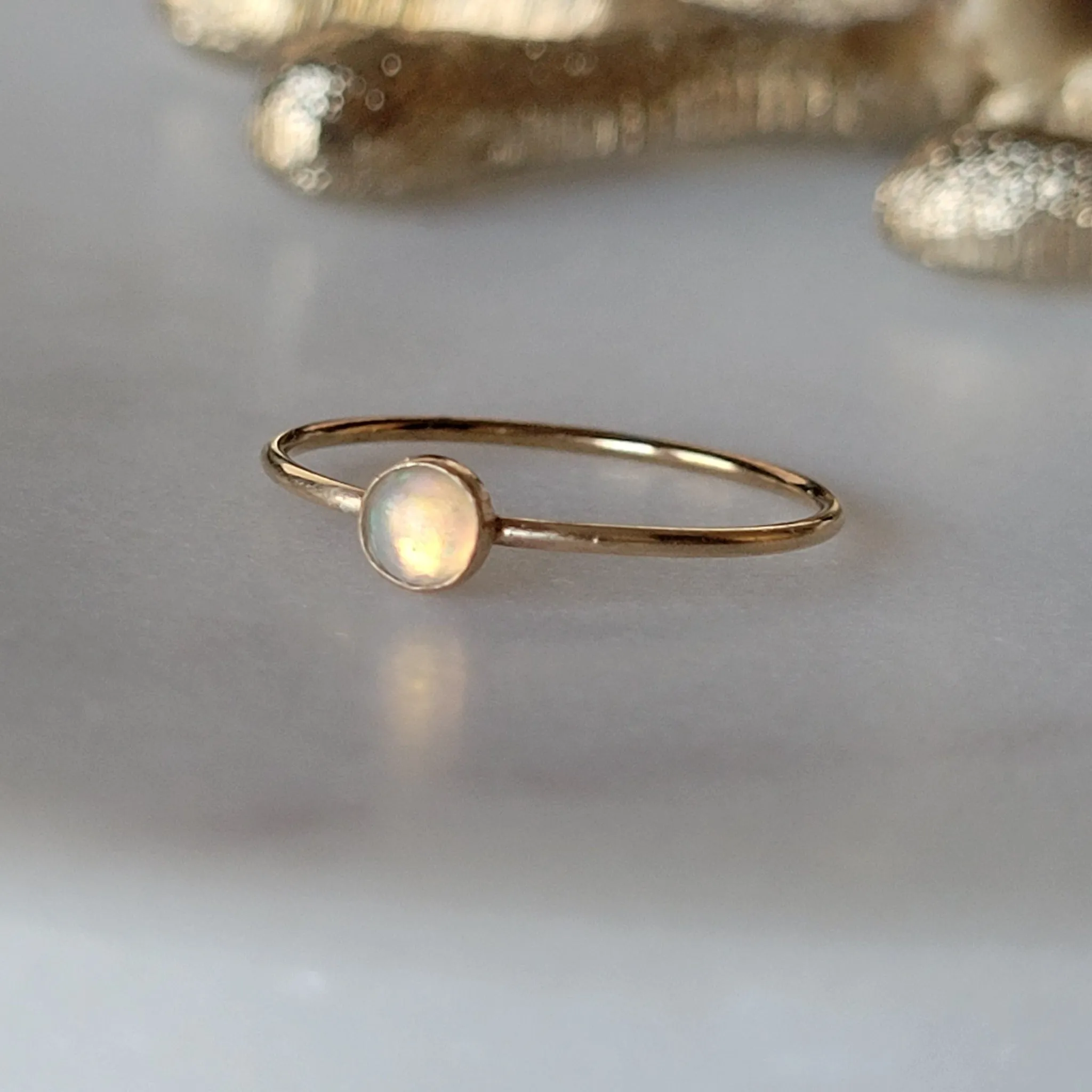 Mini Opal Stacking Ring - 4mm - Sterling or Gold
