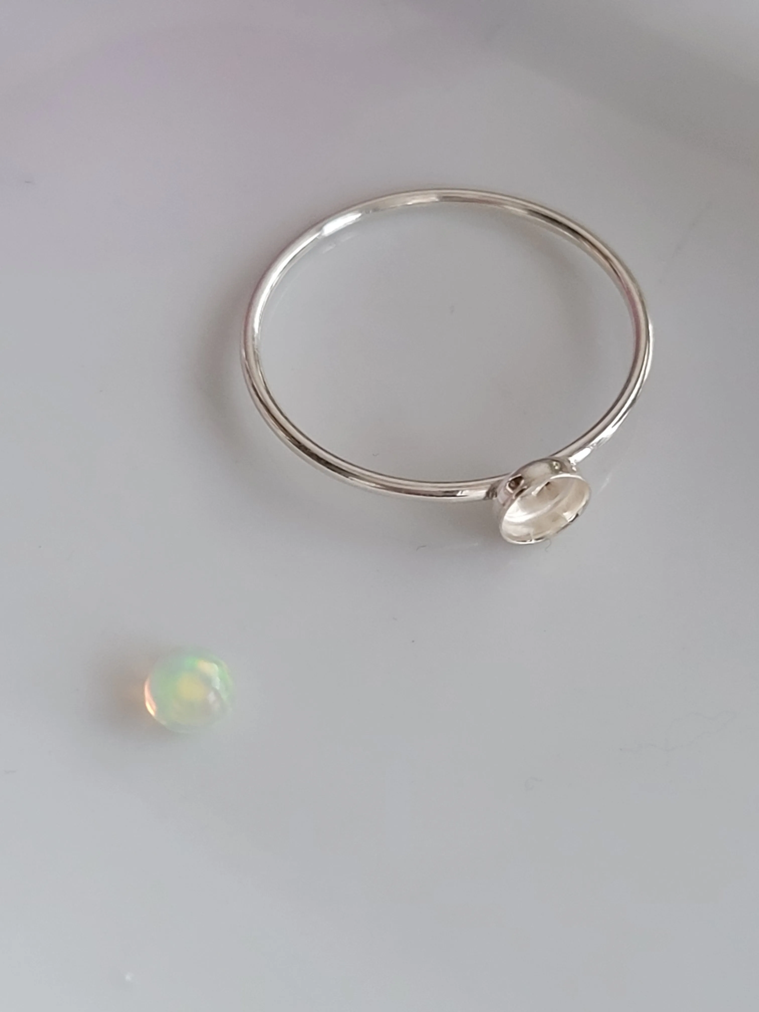 Mini Opal Stacking Ring - 4mm - Sterling or Gold