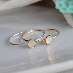 Mini Opal Stacking Ring - 4mm - Sterling or Gold