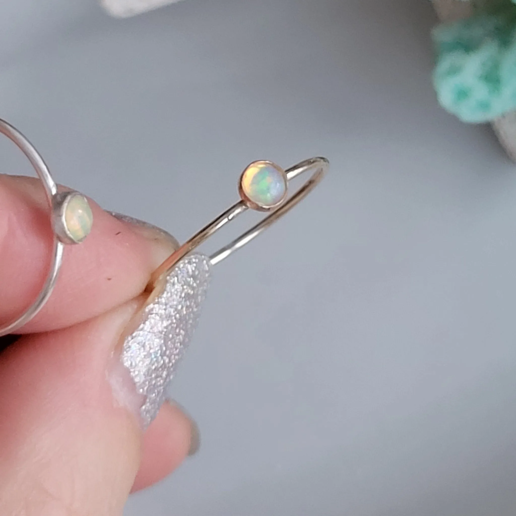 Mini Opal Stacking Ring - 4mm - Sterling or Gold