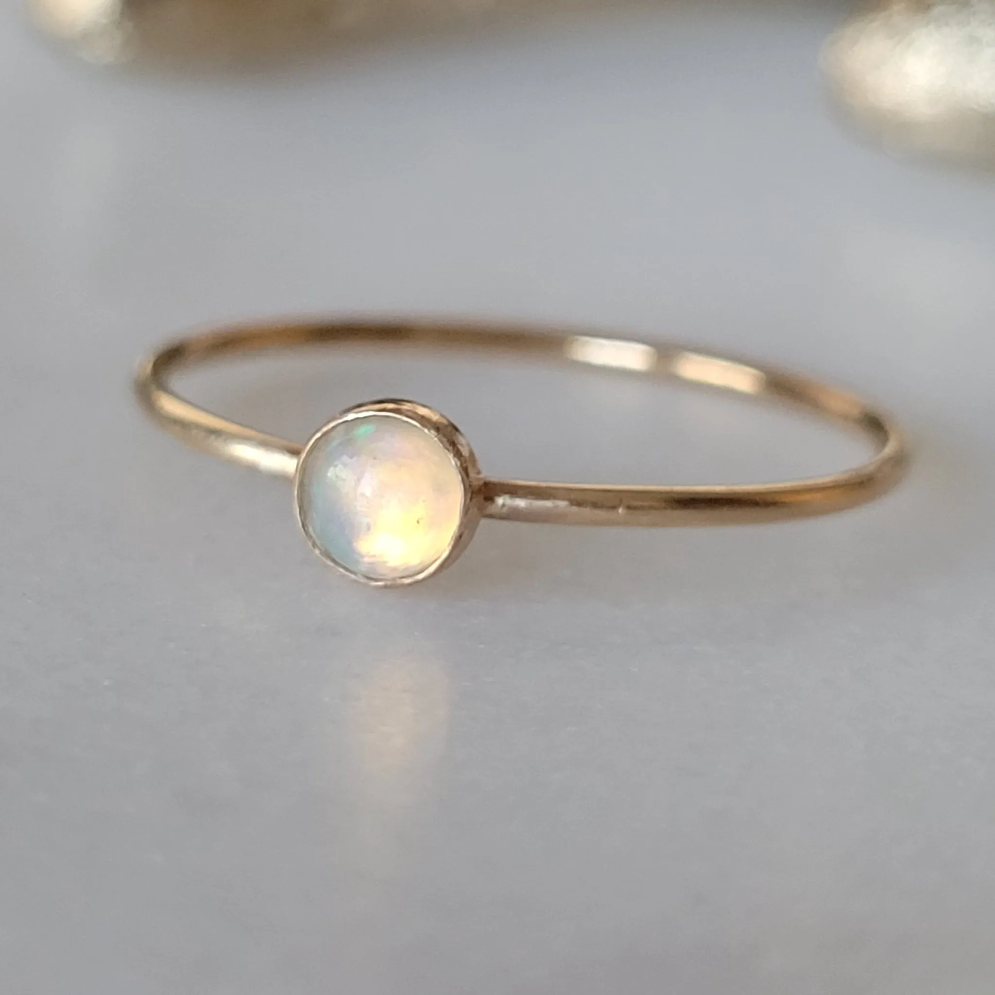 Mini Opal Stacking Ring - 4mm - Sterling or Gold