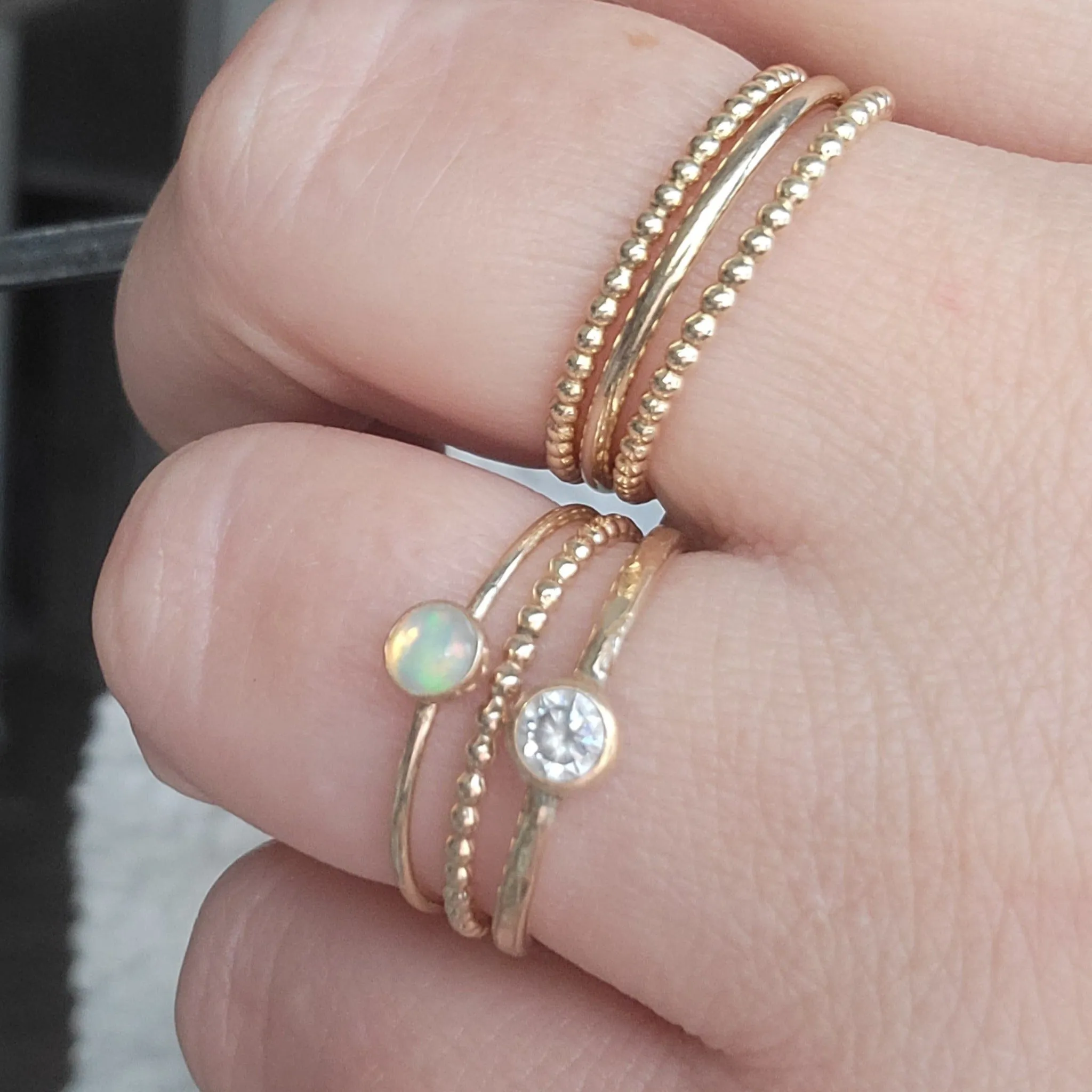 Mini Opal Stacking Ring - 4mm - Sterling or Gold