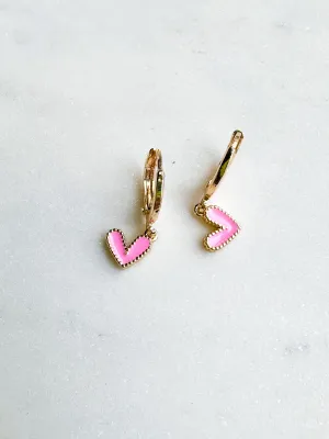 Mini Pink Heart Earrings