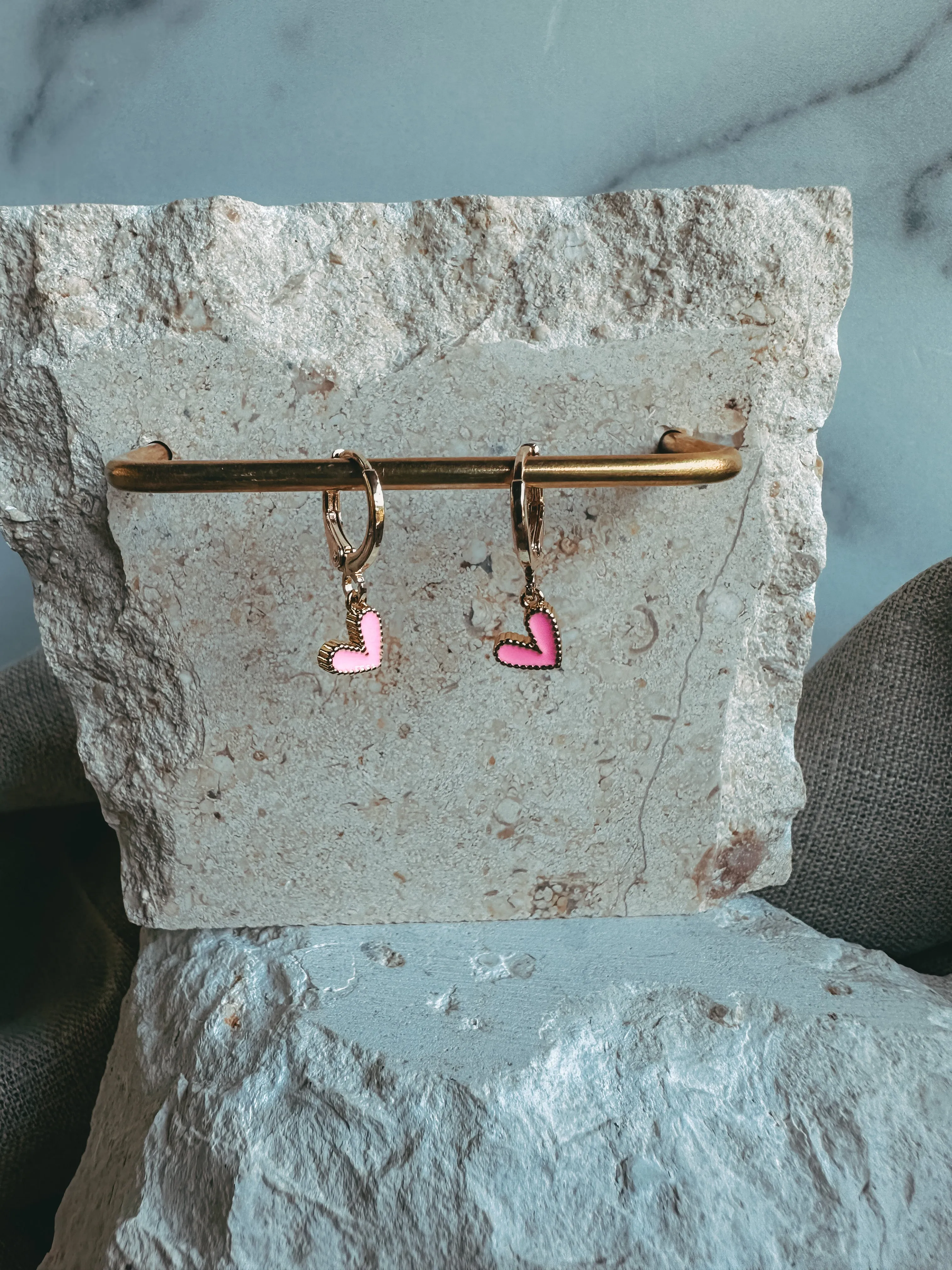 Mini Pink Heart Earrings