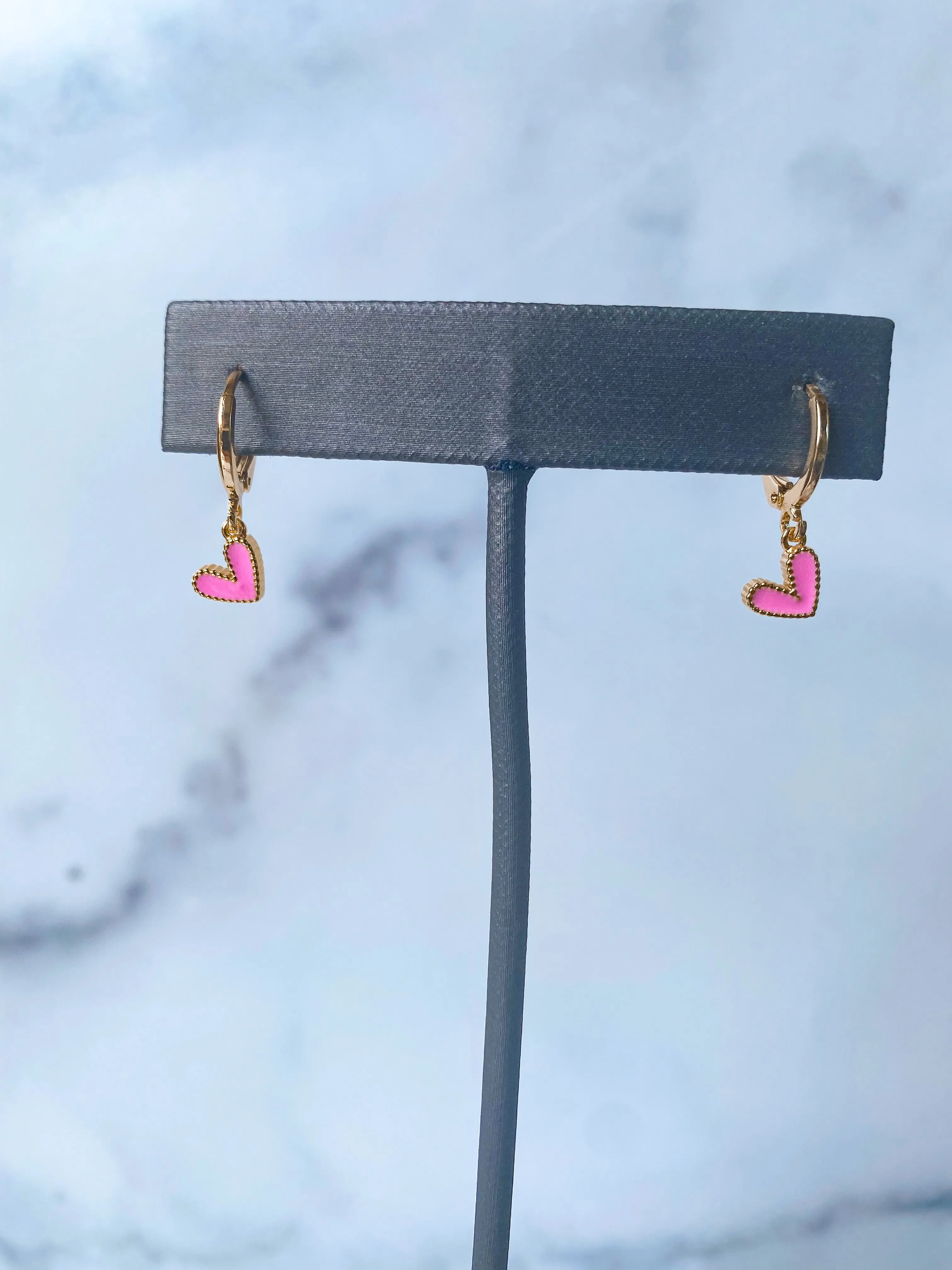 Mini Pink Heart Earrings