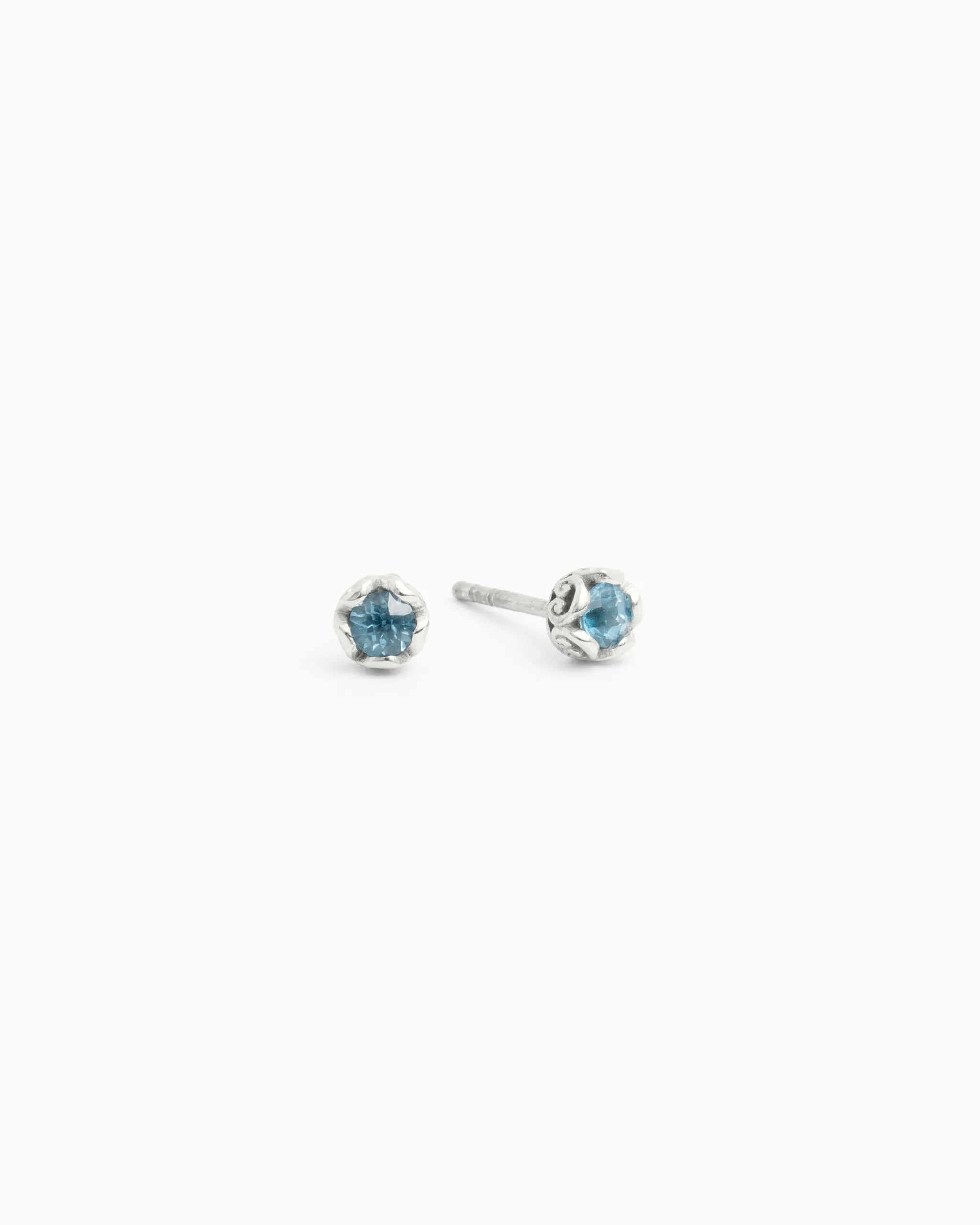 Mini Princess Petroglyph Stud Earrings - Hampton Blue Topaz