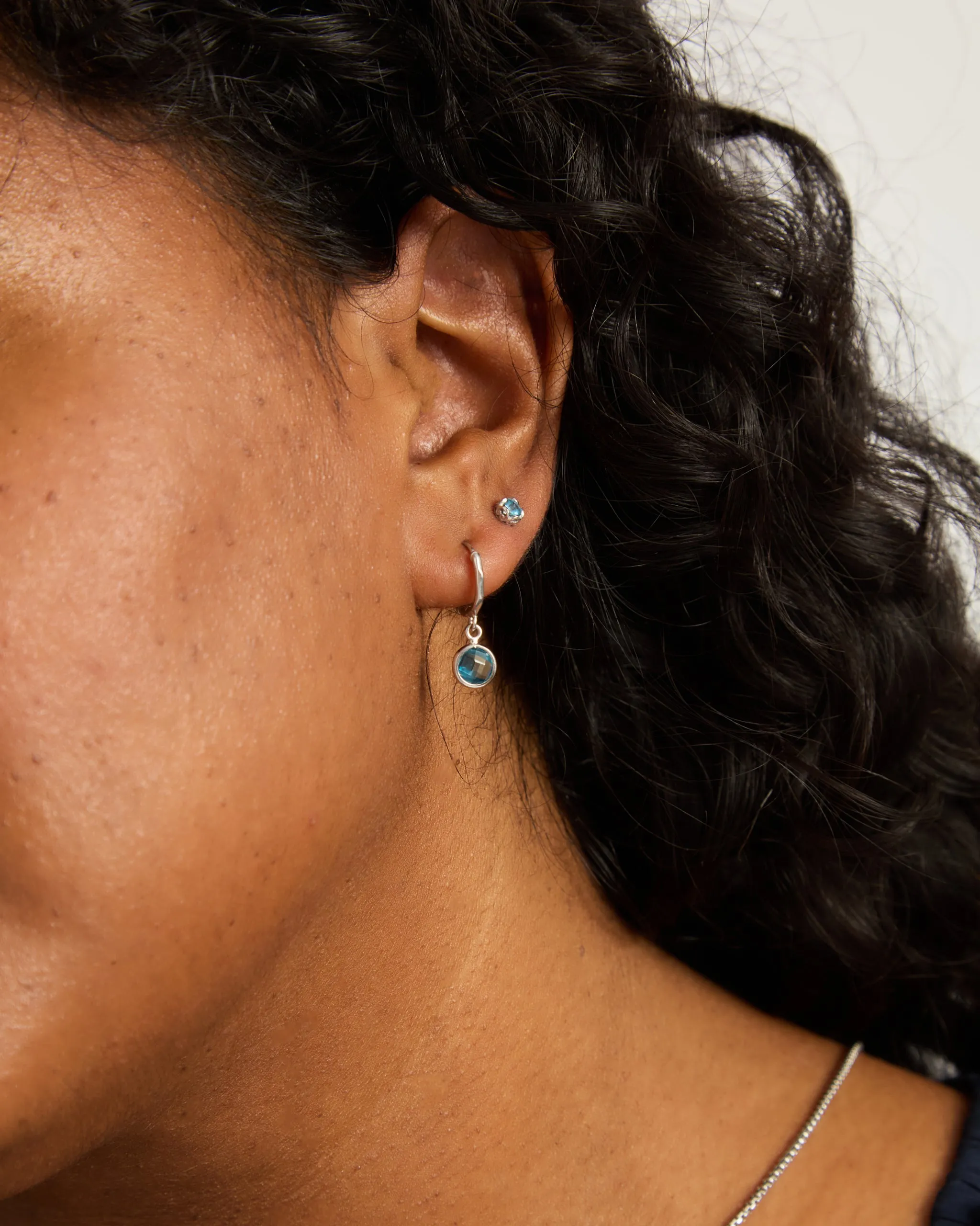 Mini Princess Petroglyph Stud Earrings - Hampton Blue Topaz