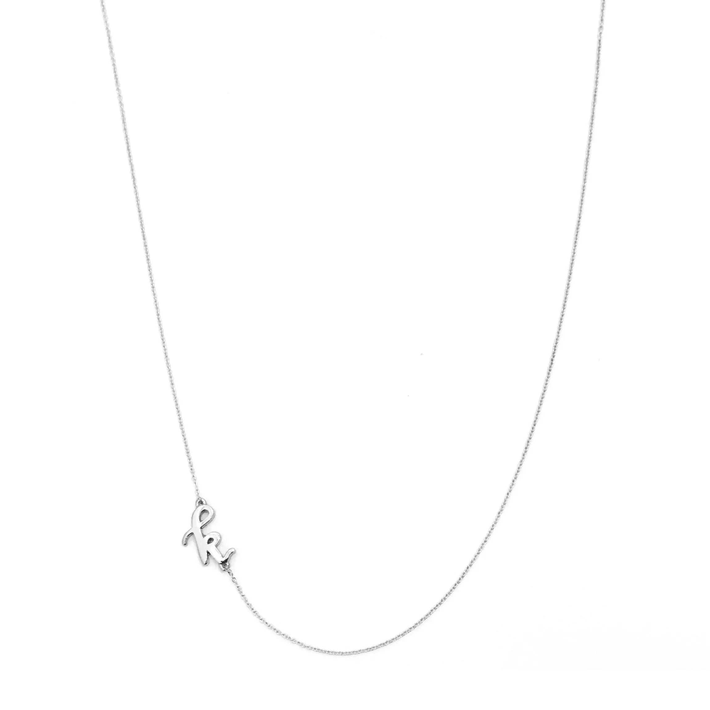 Mini Sideways Love Letter Necklace (White Gold)