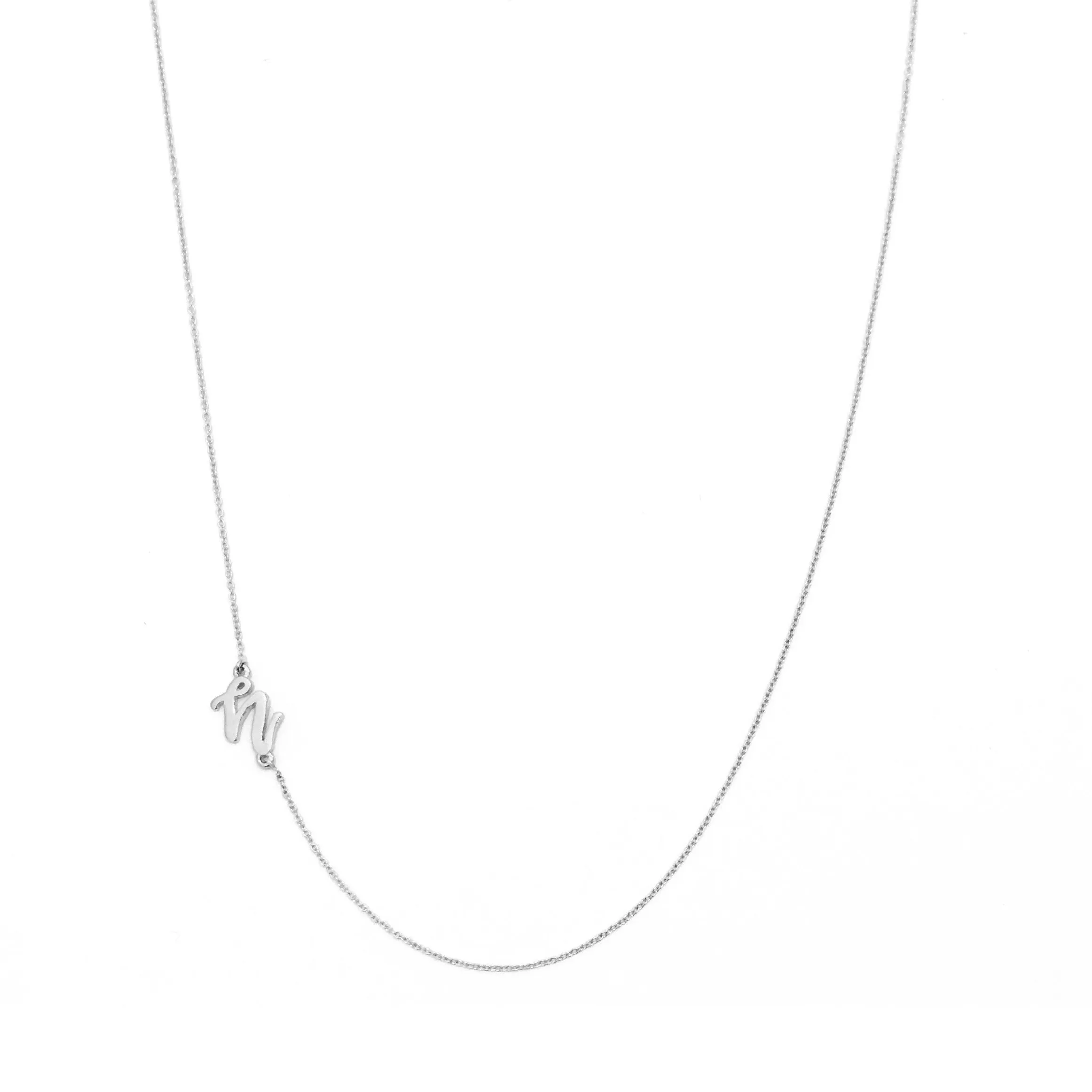 Mini Sideways Love Letter Necklace (White Gold)