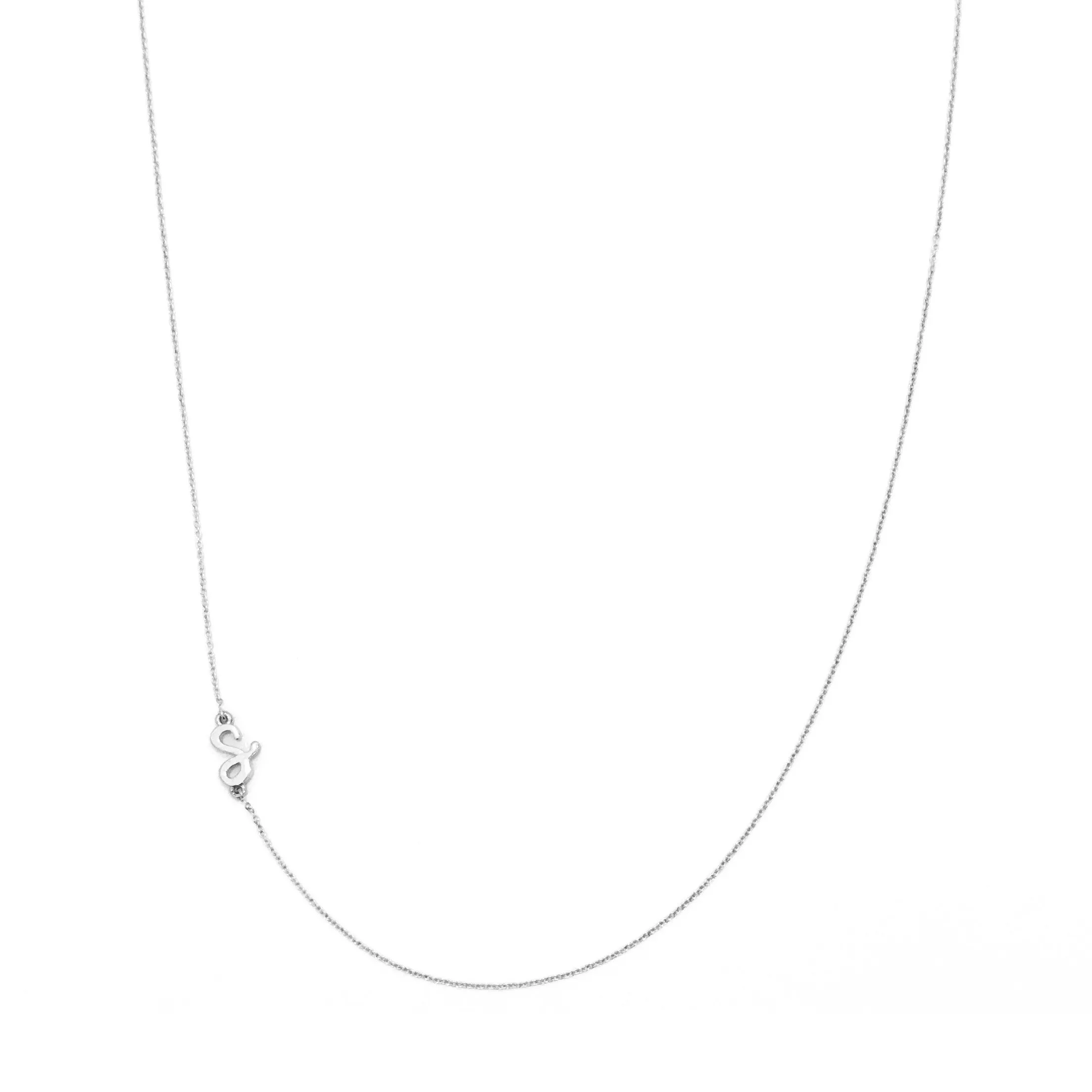 Mini Sideways Love Letter Necklace (White Gold)