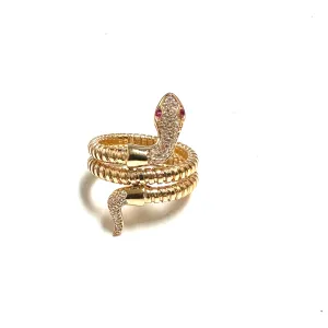 Miss Mimi Sterling Silver 18K Gold Vermeil CZ Snake Ring