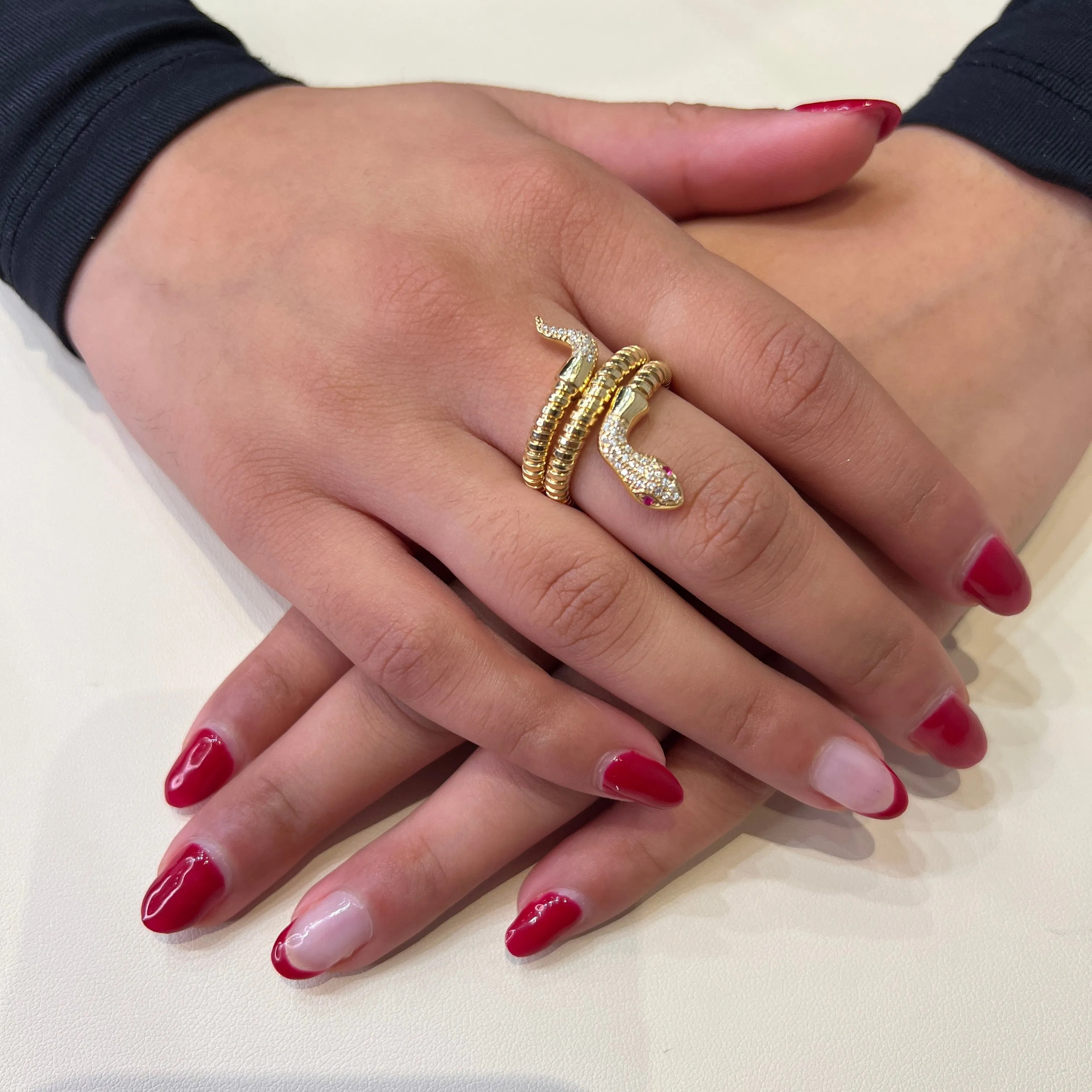 Miss Mimi Sterling Silver 18K Gold Vermeil CZ Snake Ring