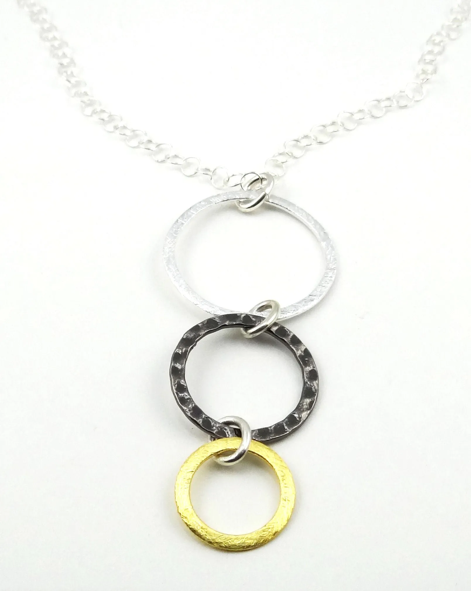 Mixed Metal #2 - Silver, Steel & Gold Triple Ring Eyeglass Necklace