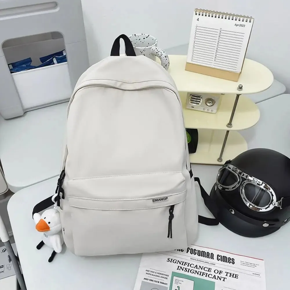 Mochila Escolar De Nylon Impermeável Para Adolescentes Com Chaveiro
