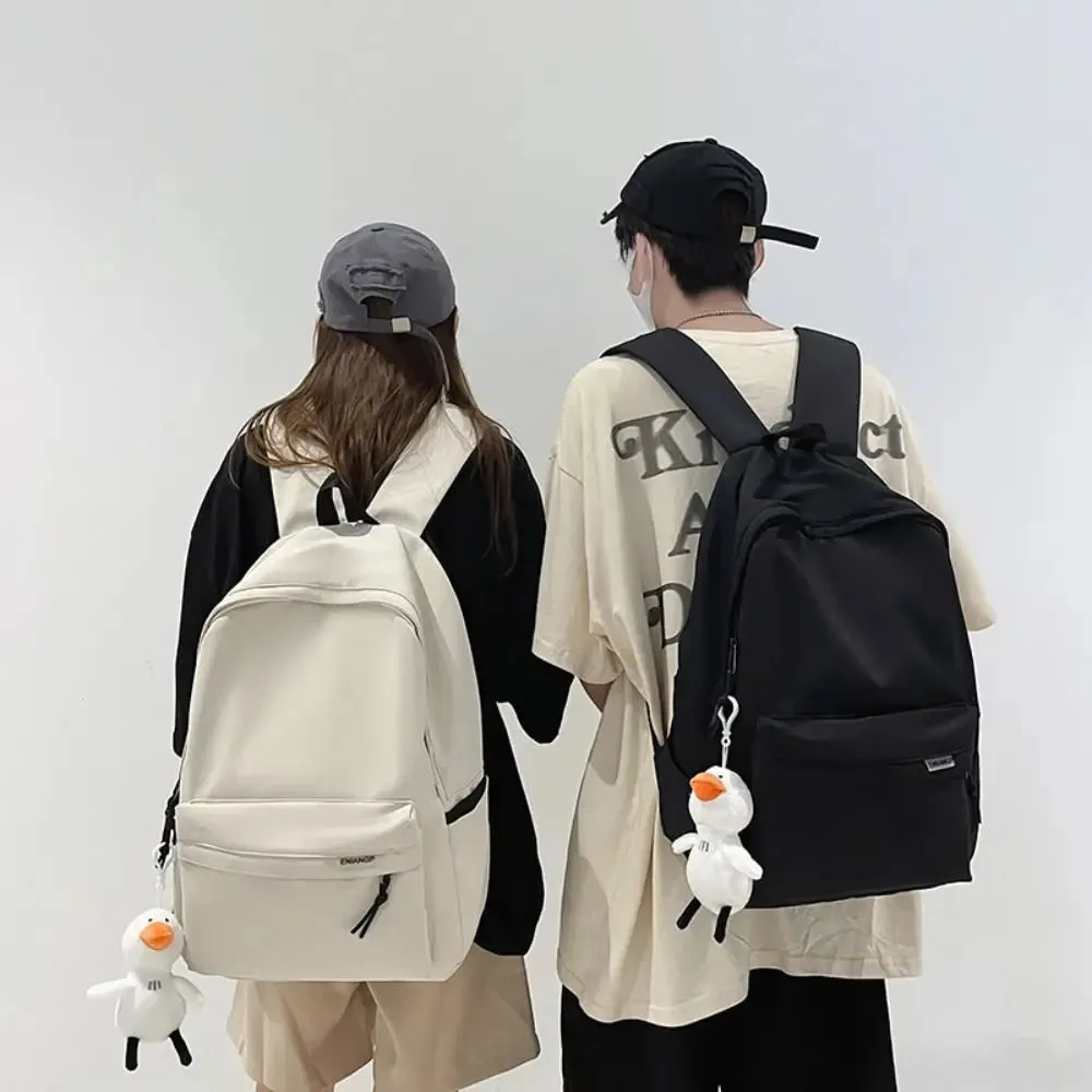 Mochila Escolar De Nylon Impermeável Para Adolescentes Com Chaveiro
