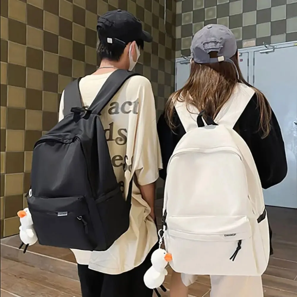Mochila Escolar De Nylon Impermeável Para Adolescentes Com Chaveiro