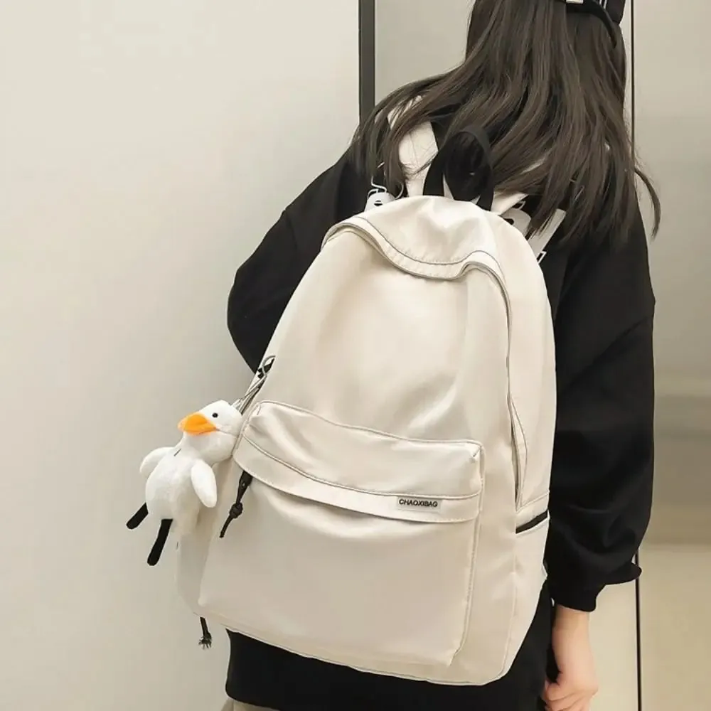 Mochila Escolar De Nylon Impermeável Para Adolescentes Com Chaveiro