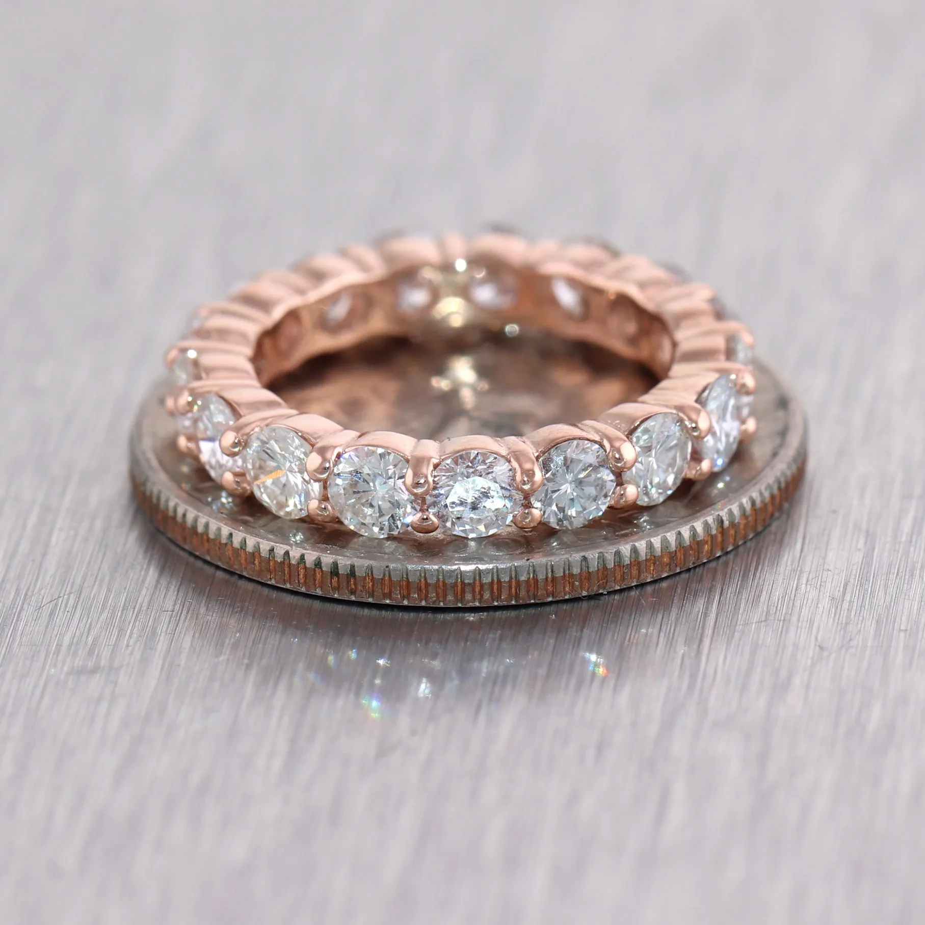Modern 14k Rose Gold 2.51ctw Diamond Eternity Band Ring