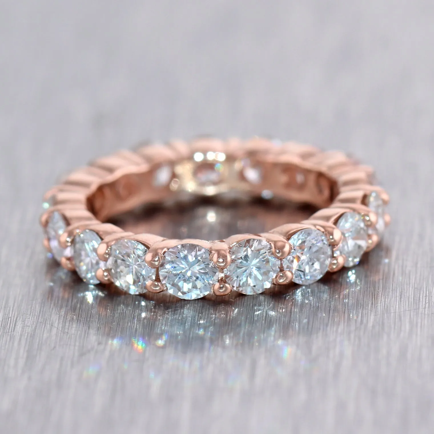 Modern 14k Rose Gold 2.51ctw Diamond Eternity Band Ring