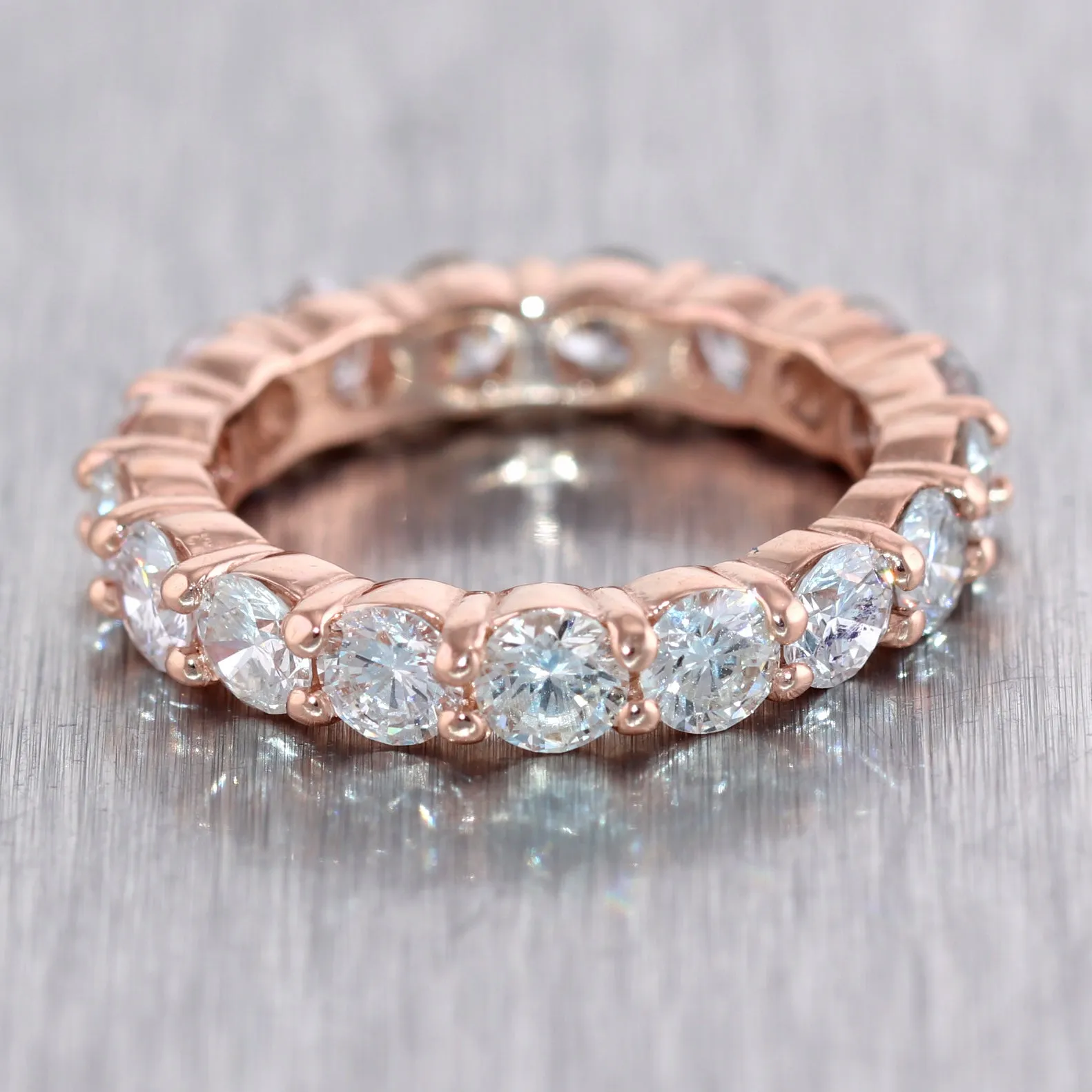Modern 14k Rose Gold 2.51ctw Diamond Eternity Band Ring