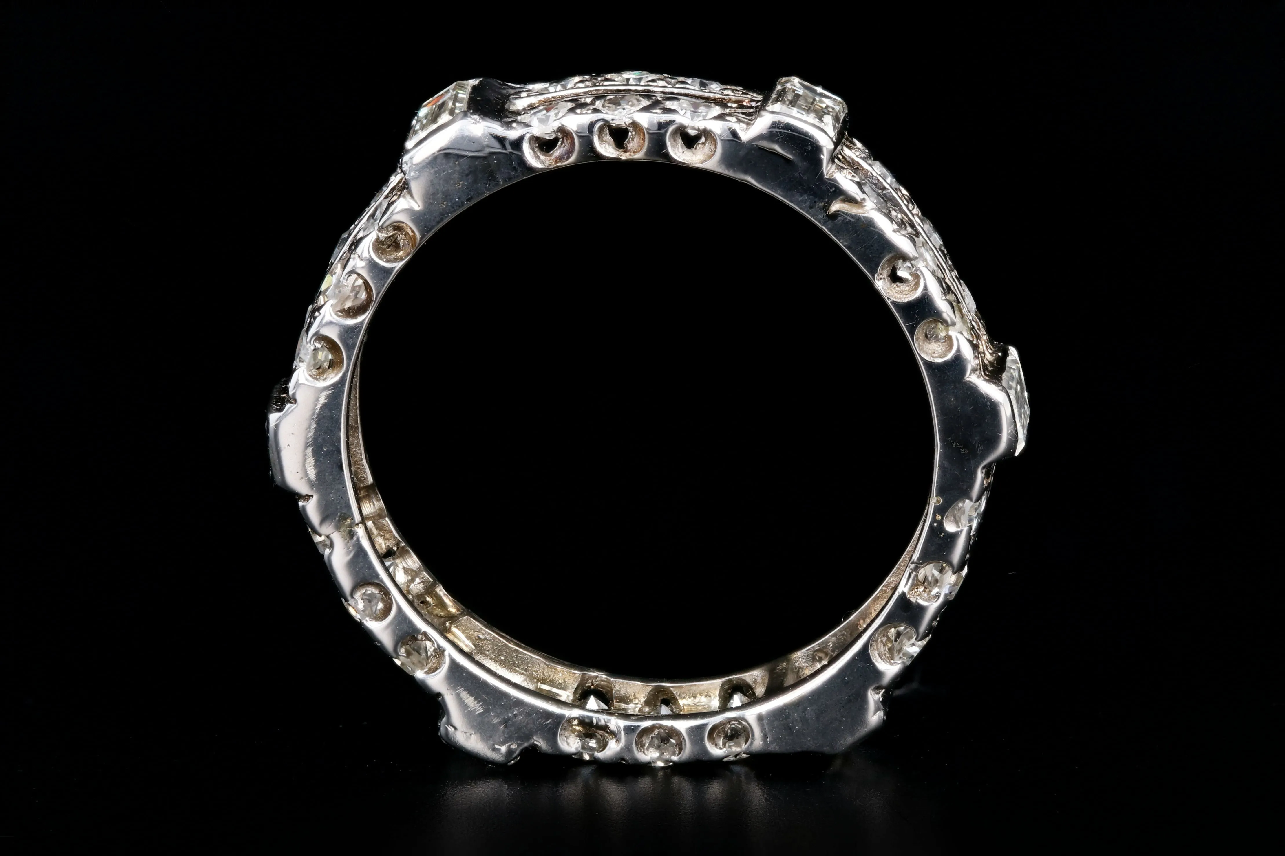 Modern 14K White Gold 1 Carats Round Brilliant and Baguette Cut Diamond Eternity Band