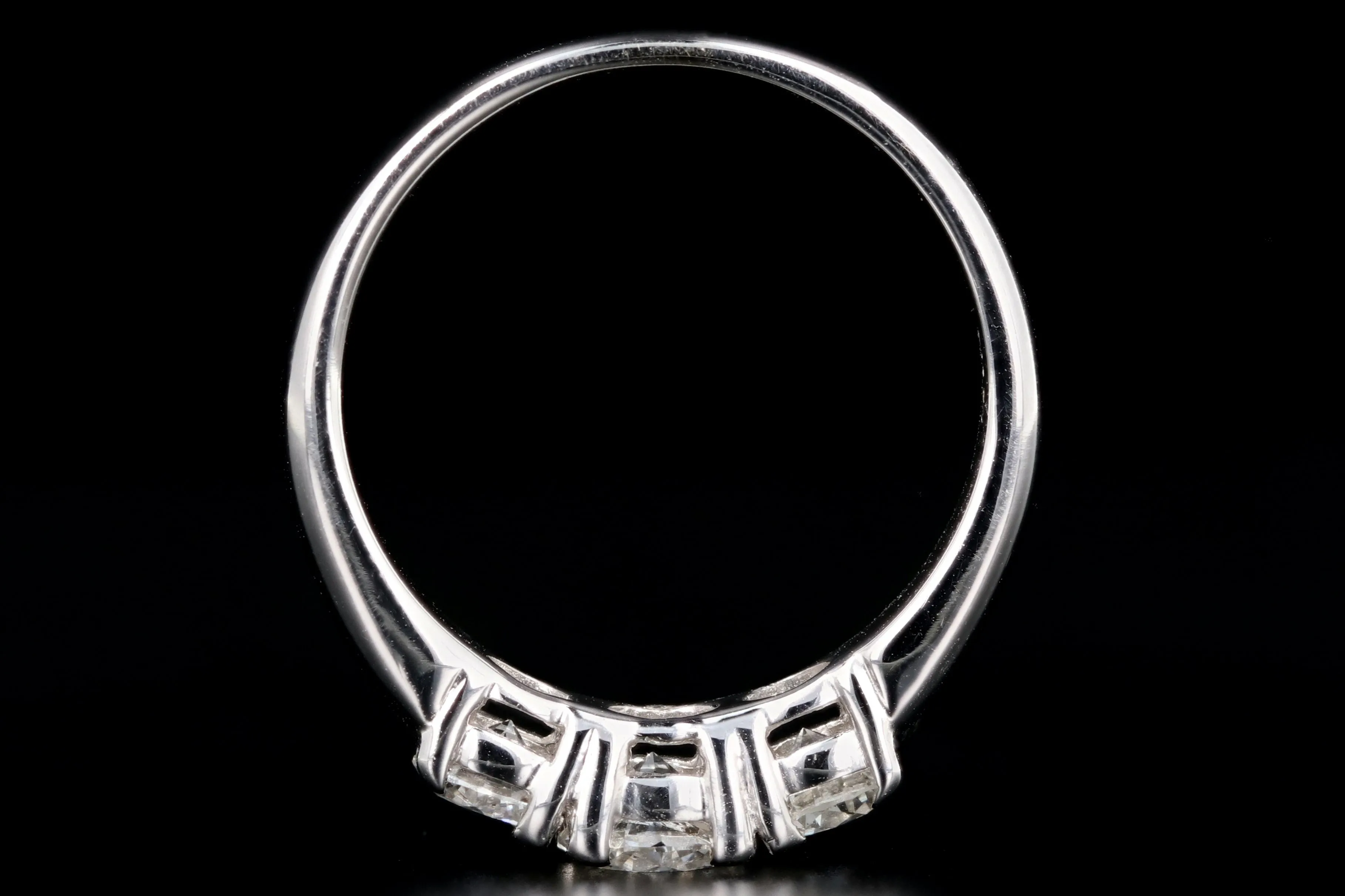 Modern 14K White Gold 1 CTW Three Stone Diamond Ring