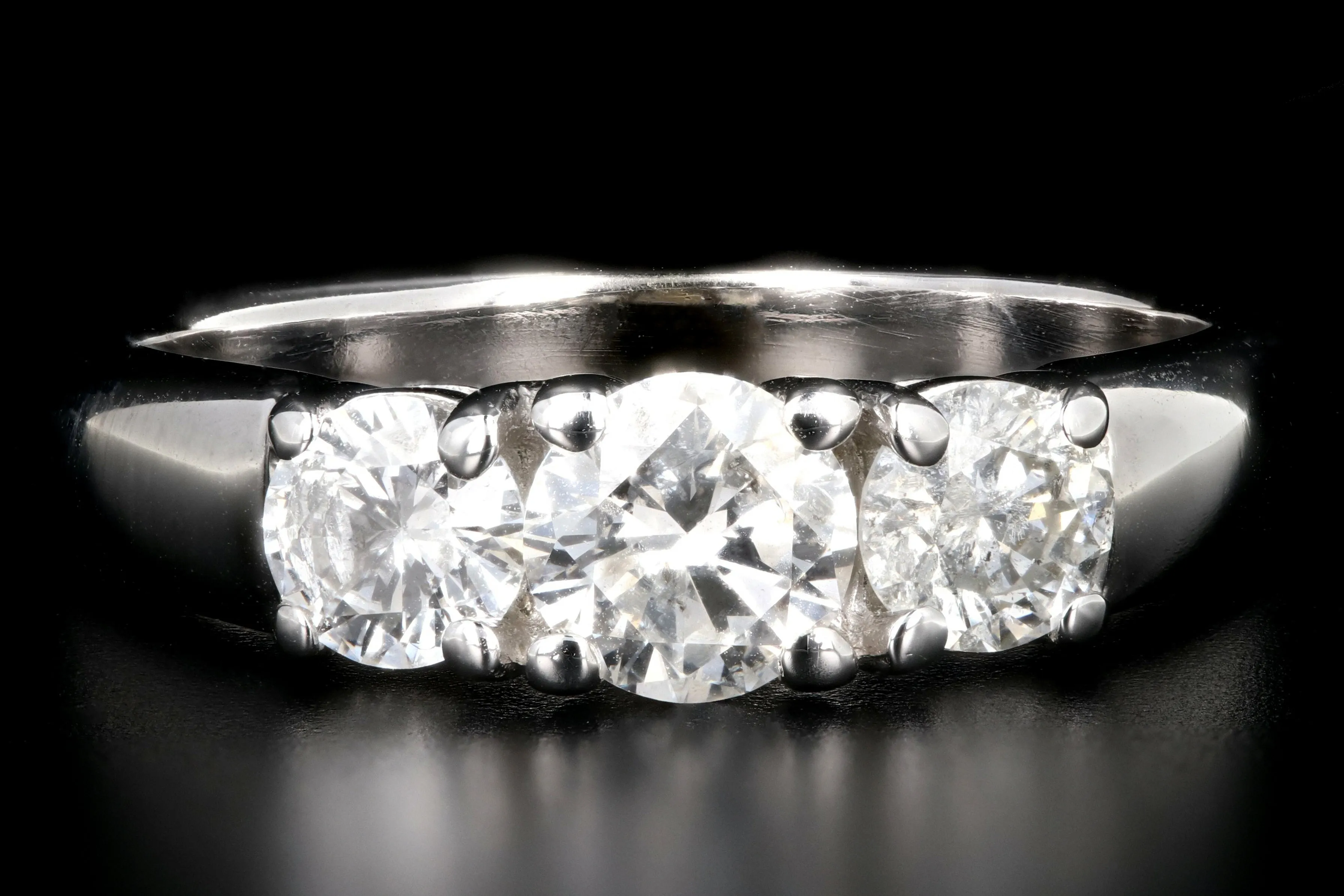 Modern 14K White Gold 1 CTW Three Stone Diamond Ring