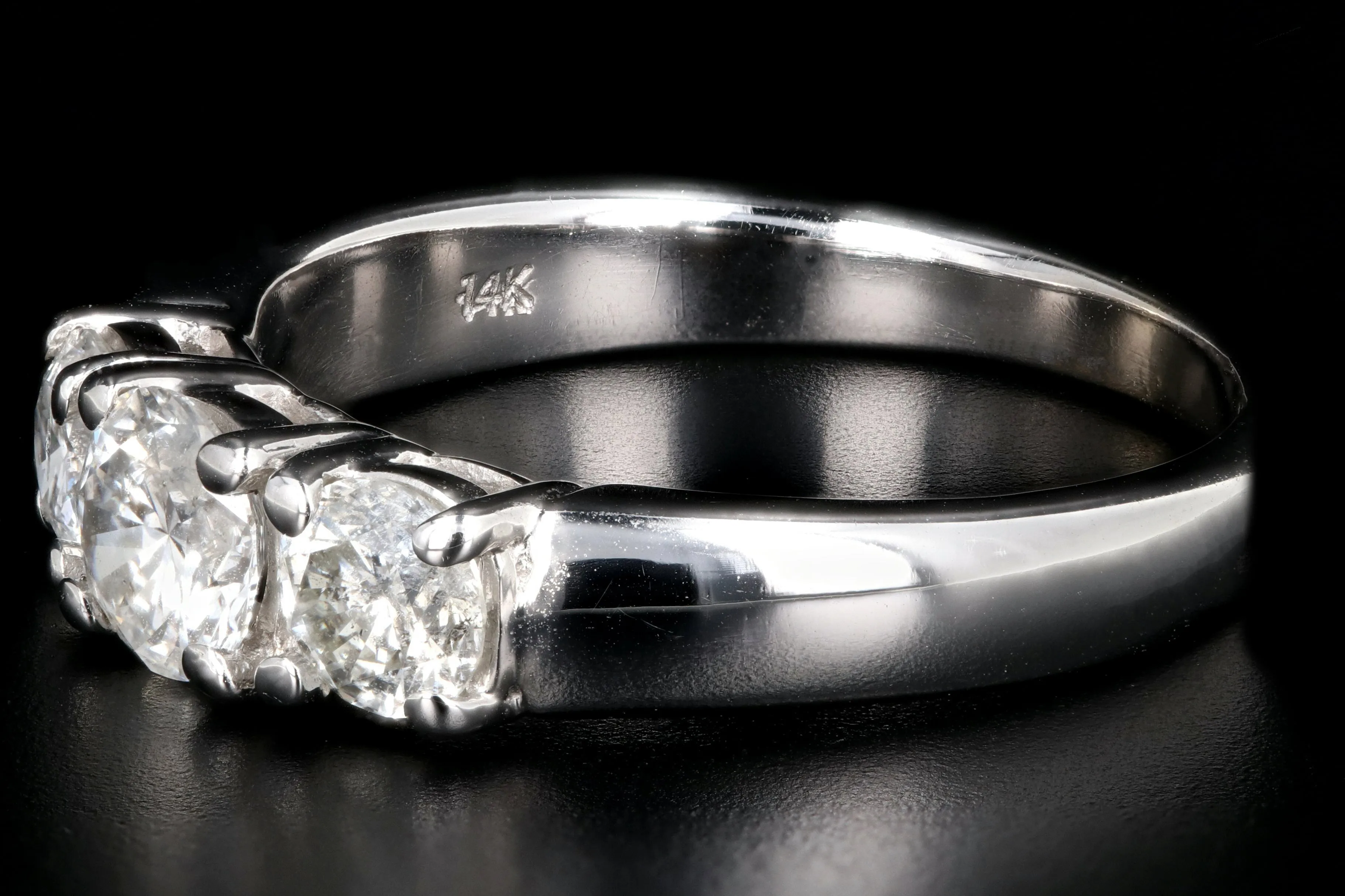 Modern 14K White Gold 1 CTW Three Stone Diamond Ring