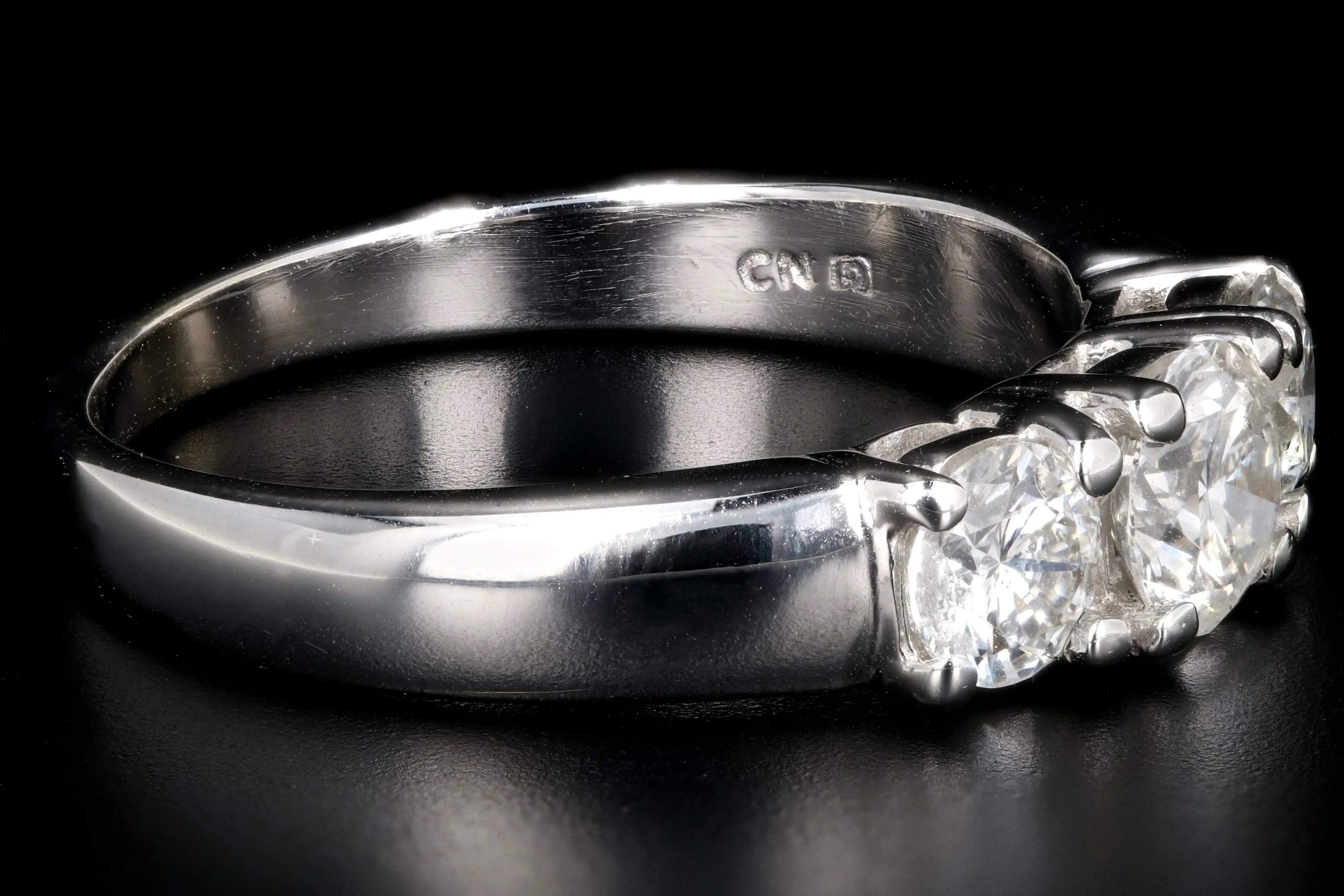 Modern 14K White Gold 1 CTW Three Stone Diamond Ring