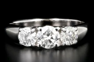 Modern 14K White Gold 1 CTW Three Stone Diamond Ring