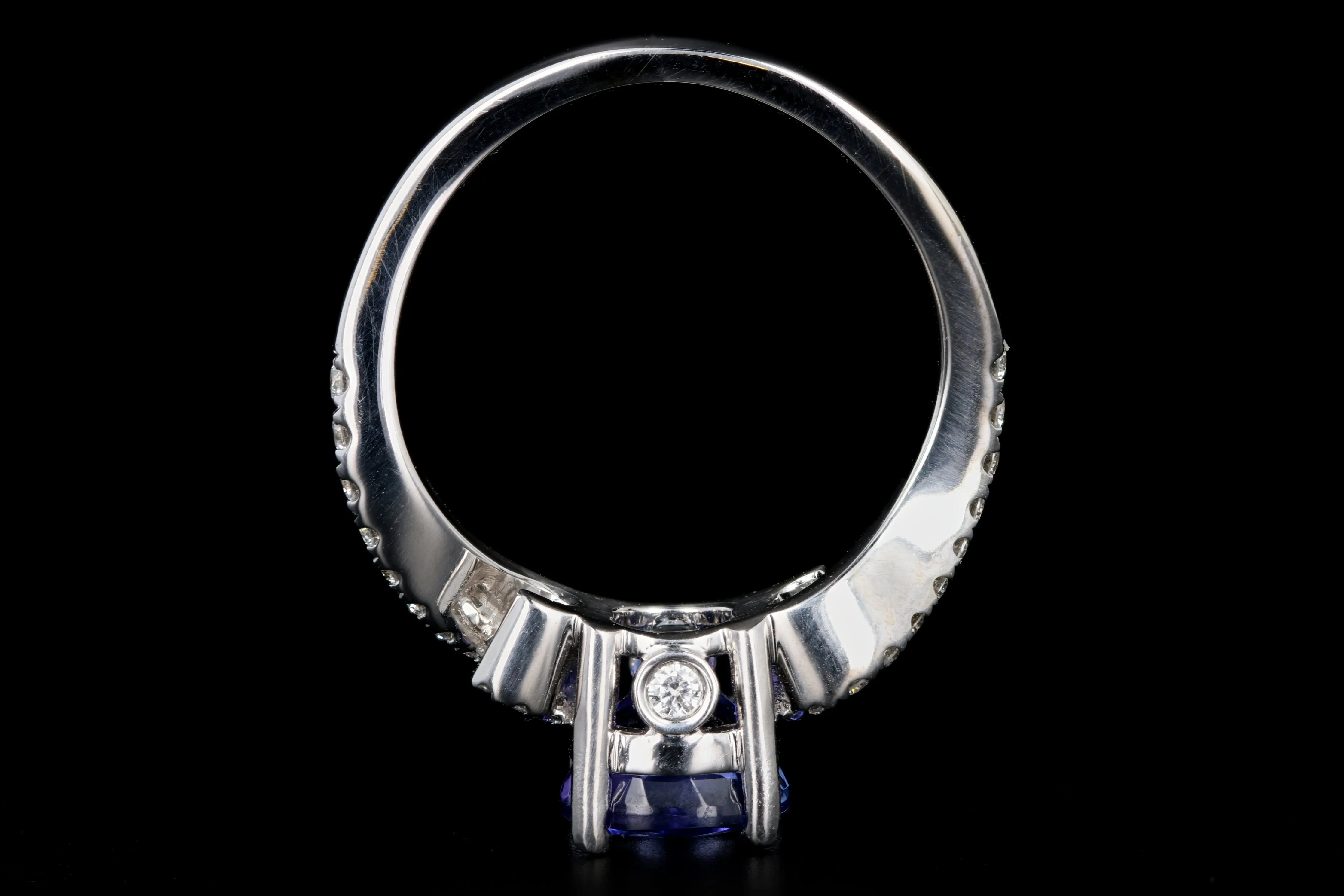 Modern 14K White Gold 1.63CT Tanzanite and Diamond Ring