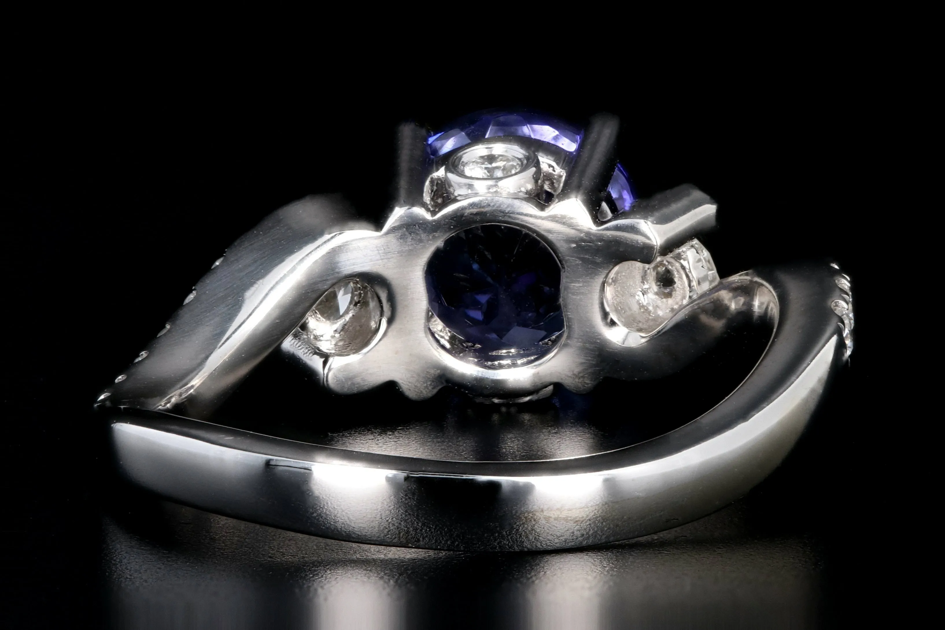 Modern 14K White Gold 1.63CT Tanzanite and Diamond Ring