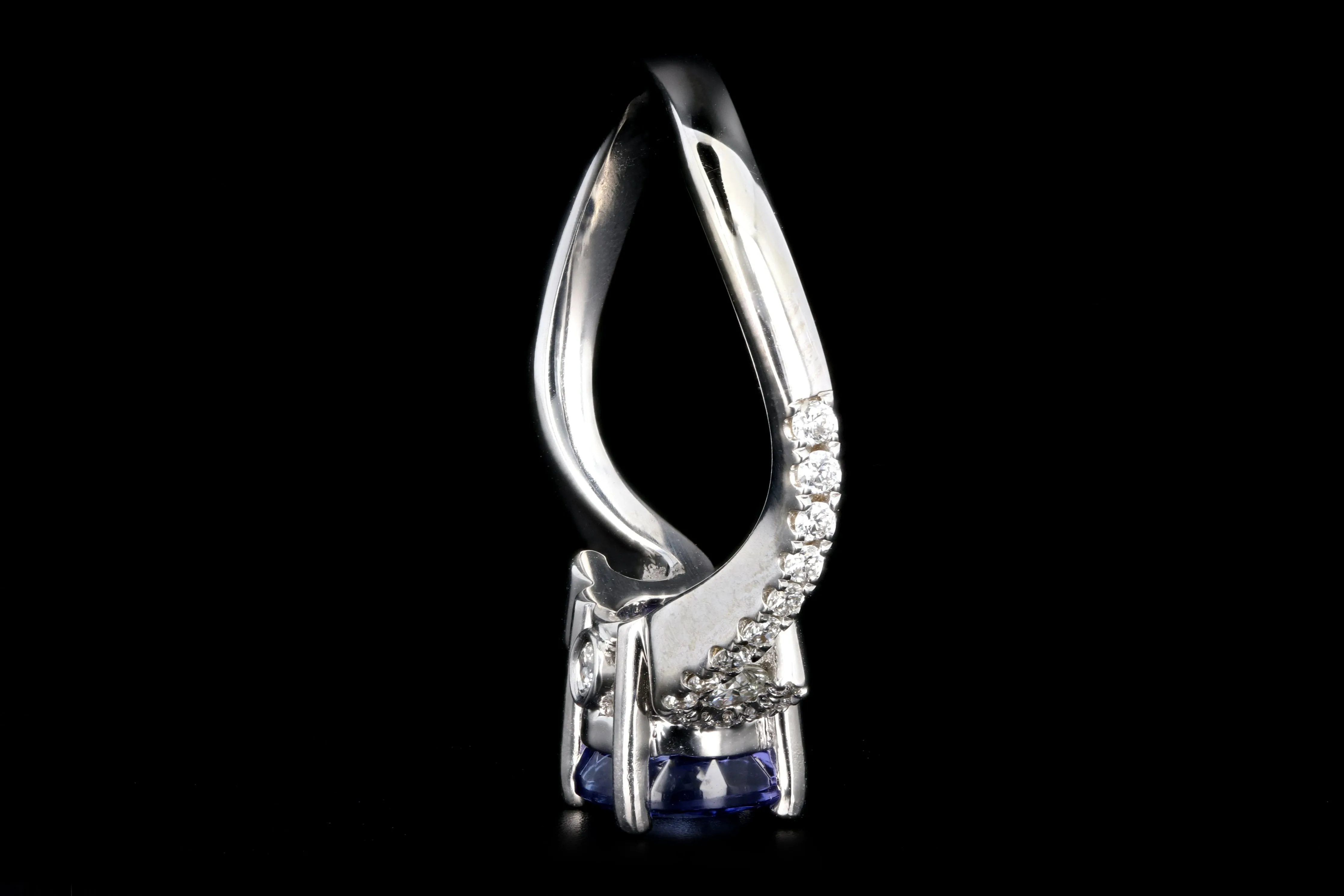 Modern 14K White Gold 1.63CT Tanzanite and Diamond Ring
