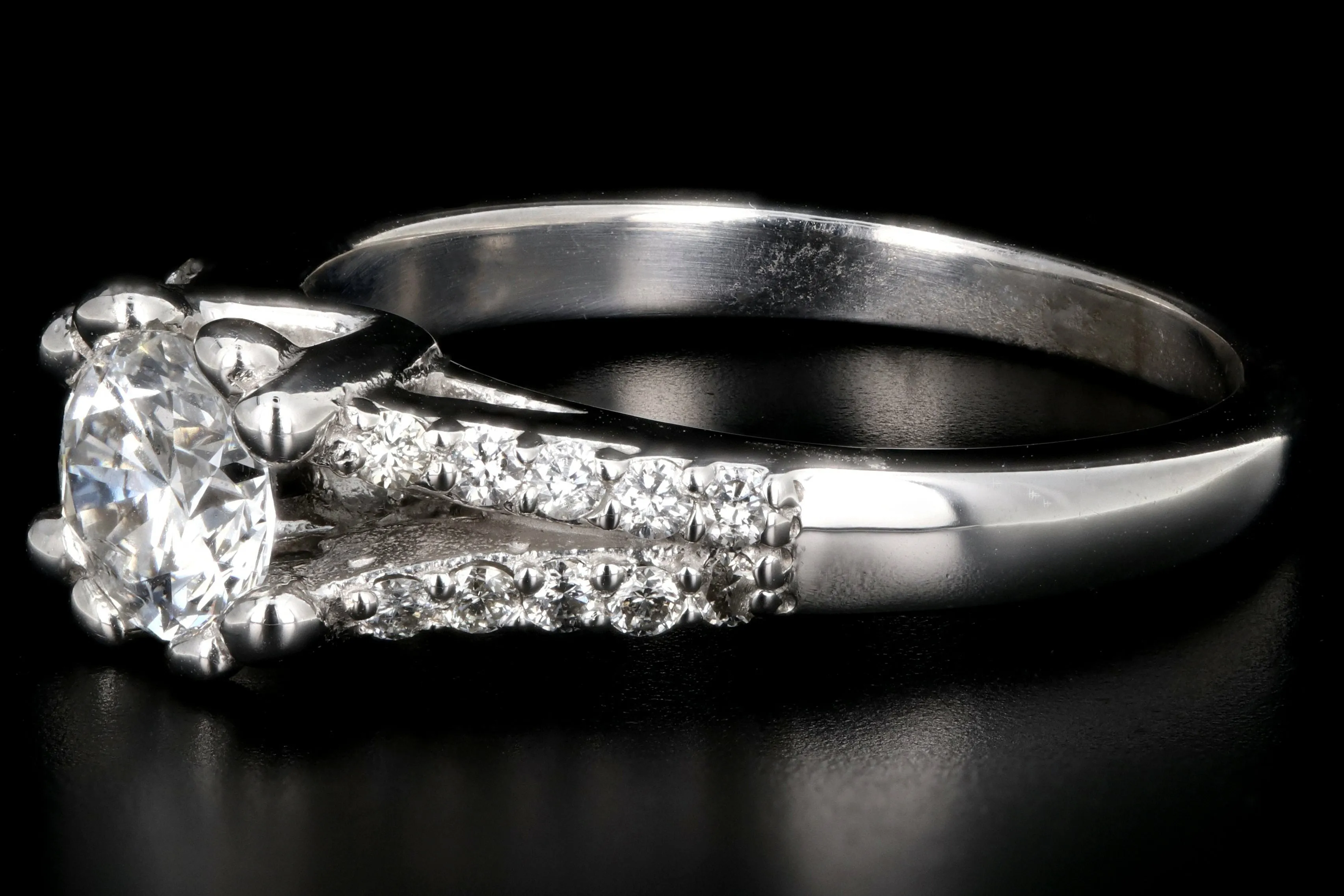 Modern 14K White Gold .73 Carat Round Brilliant Cut Diamond Engagement Ring