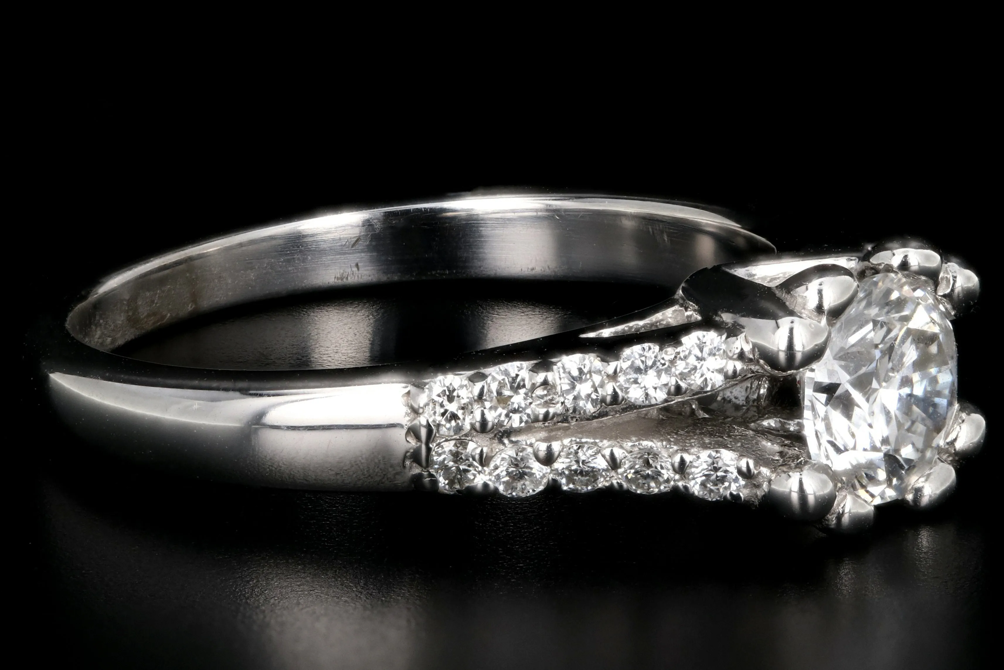 Modern 14K White Gold .73 Carat Round Brilliant Cut Diamond Engagement Ring