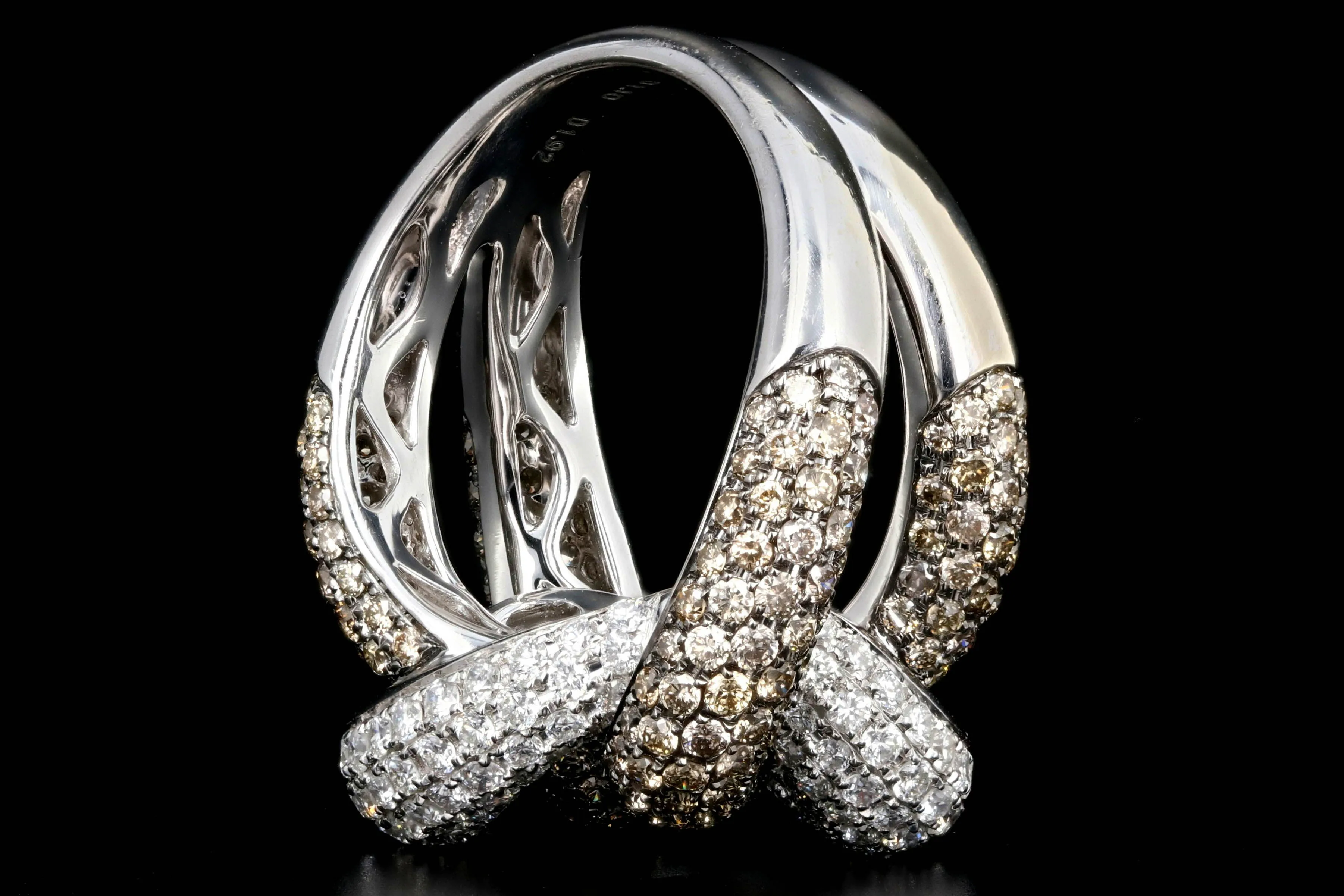 Modern 18K 3.02 Carat White and Champagne Diamond Ring