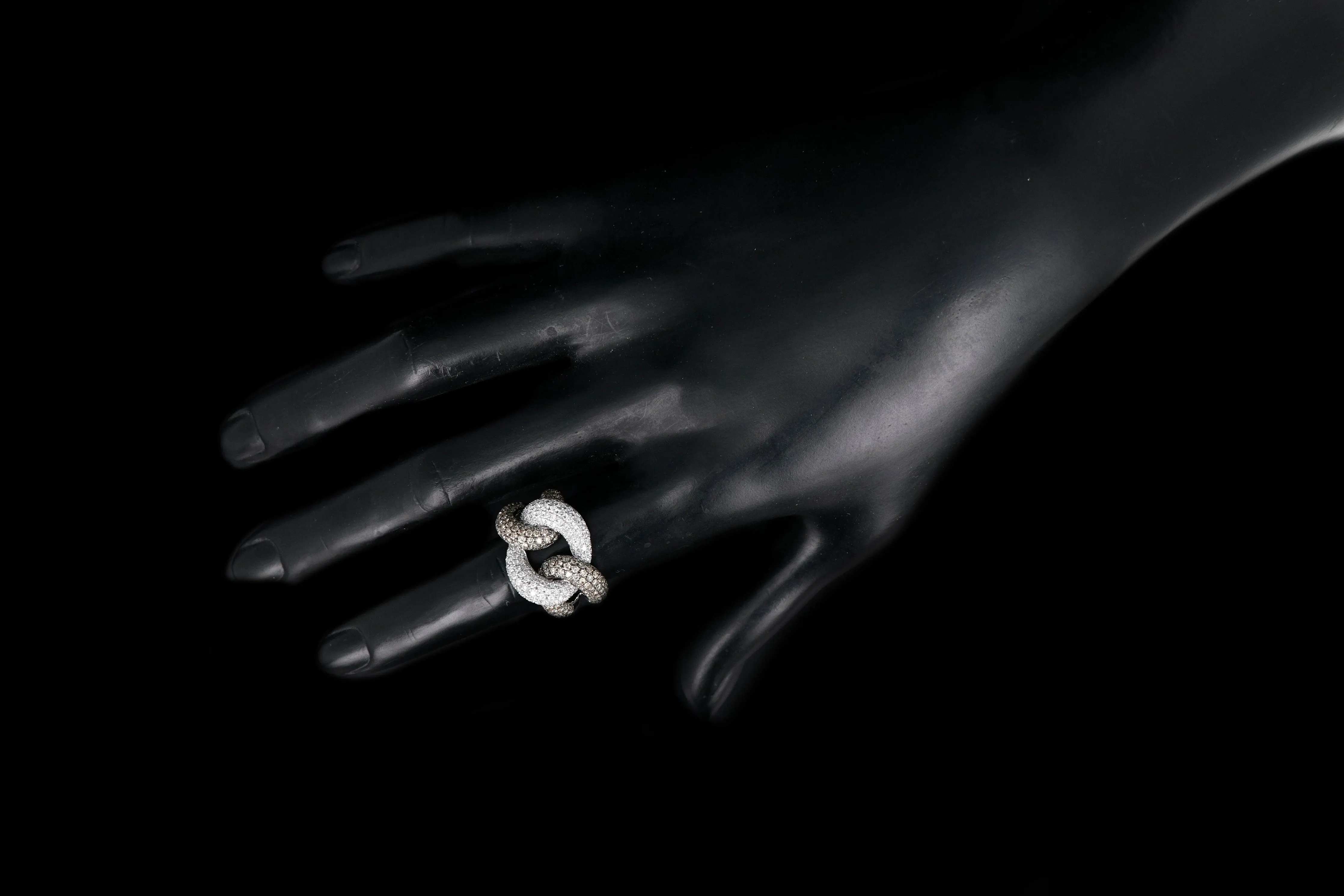 Modern 18K 3.02 Carat White and Champagne Diamond Ring