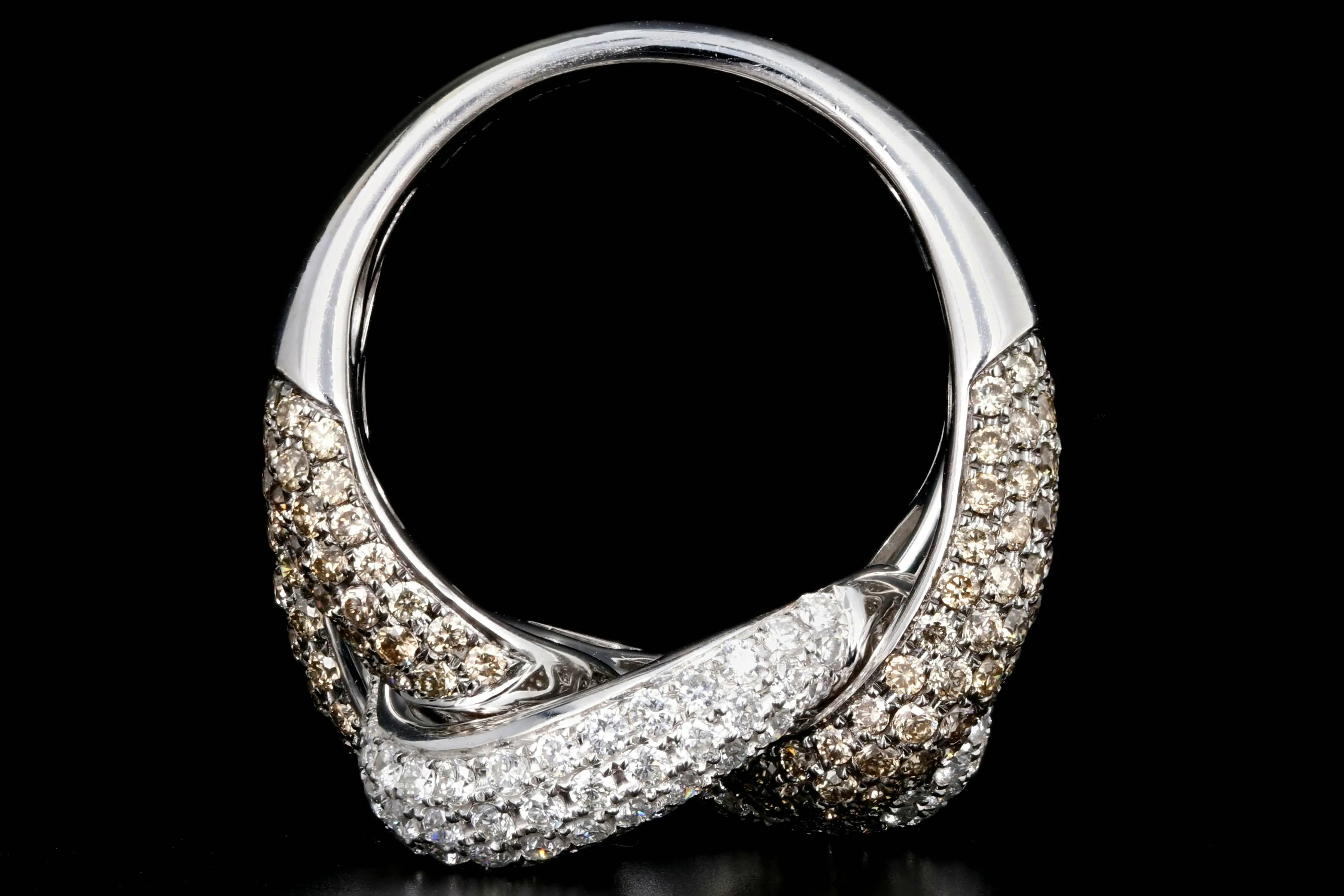 Modern 18K 3.02 Carat White and Champagne Diamond Ring