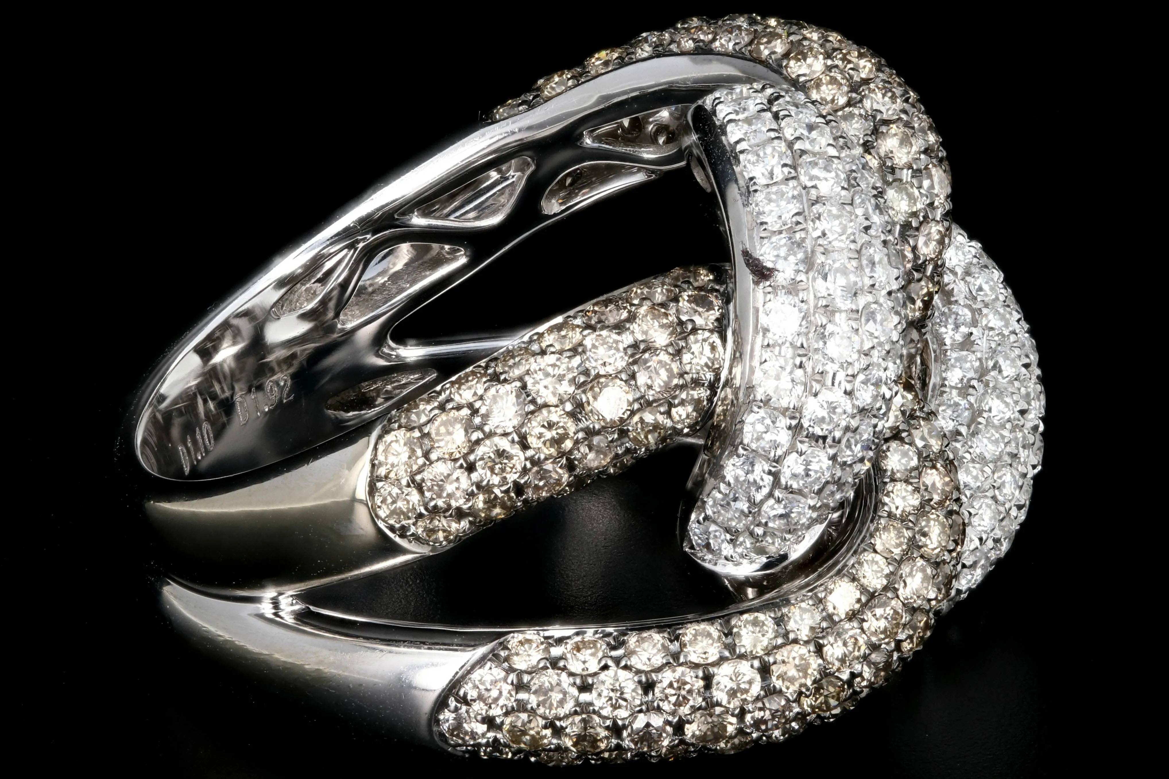 Modern 18K 3.02 Carat White and Champagne Diamond Ring